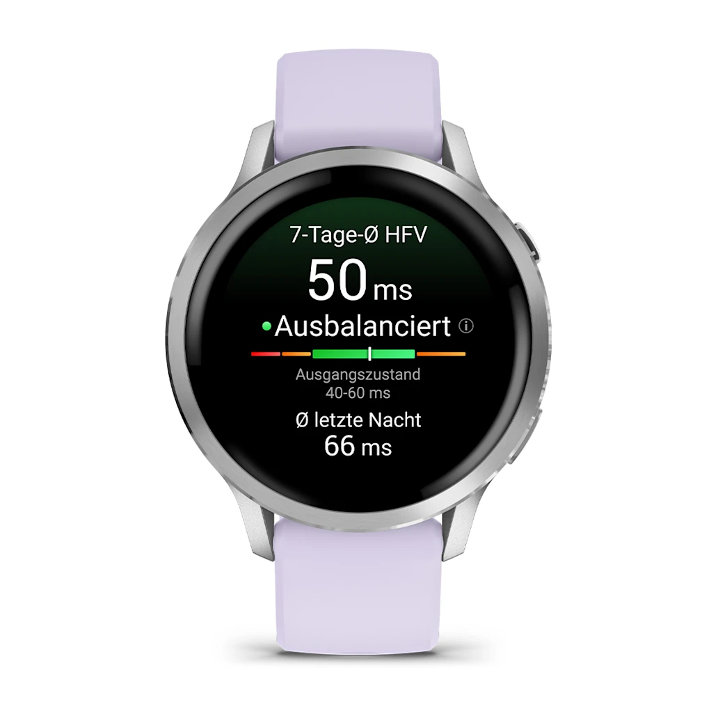 Garmin Venu® 4 - 41 mm Grau/Silber mit Schnellwechsel-Silikon-Armband 18 mm Lavendelblau Unisexuhr 010-03013-01