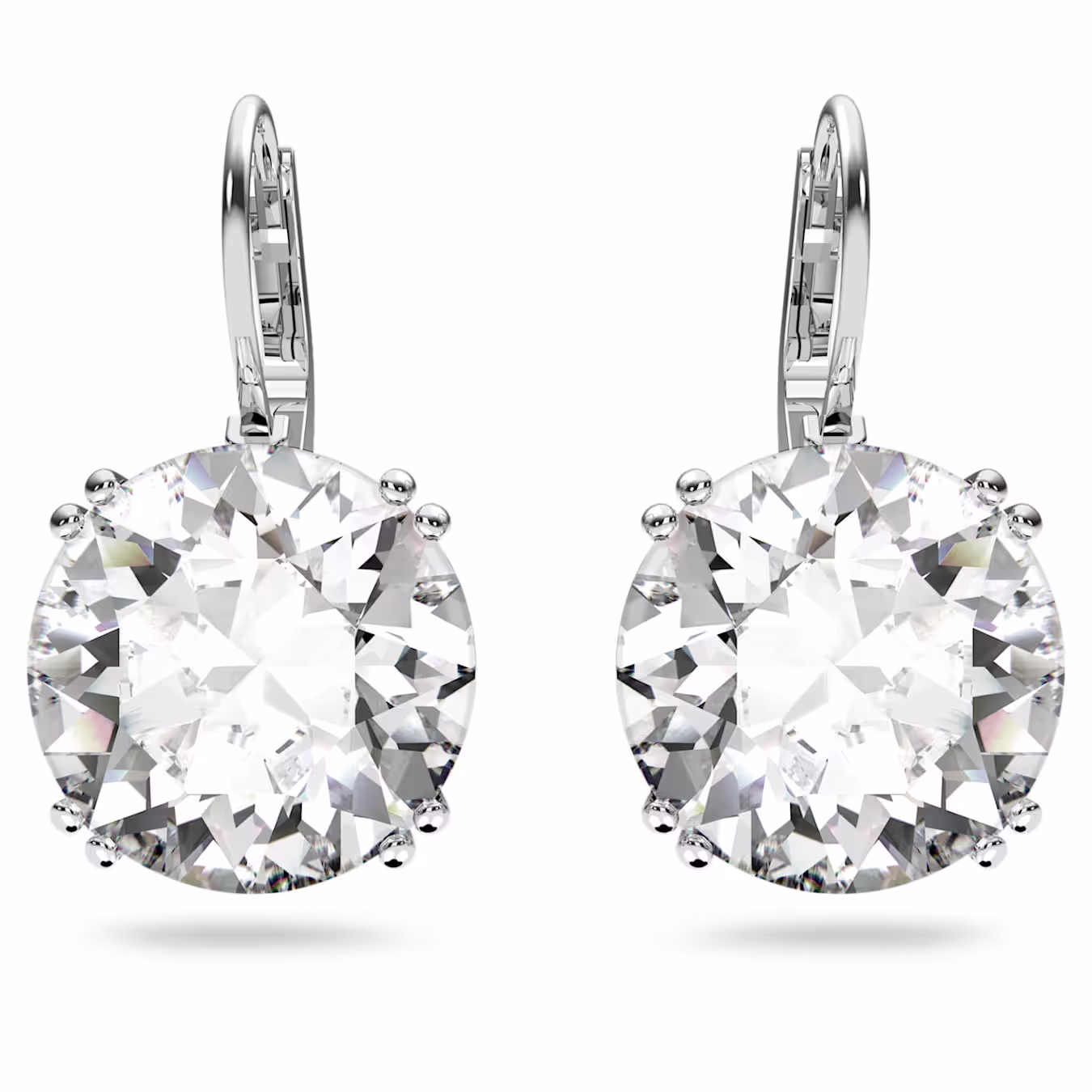 Swarovski  Millenia Drop-Ohrhänger Rundschliff, Weiß, Rhodiniert
