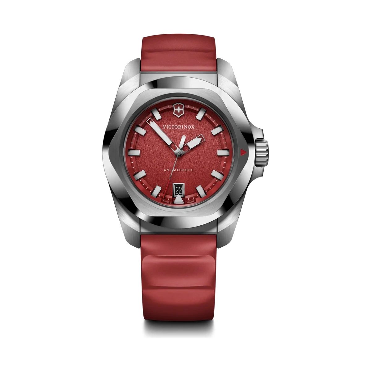 Victorinox I.N.O.X. Quartz, Kautschukband, Rot, 41mm Herrenuhr 242029