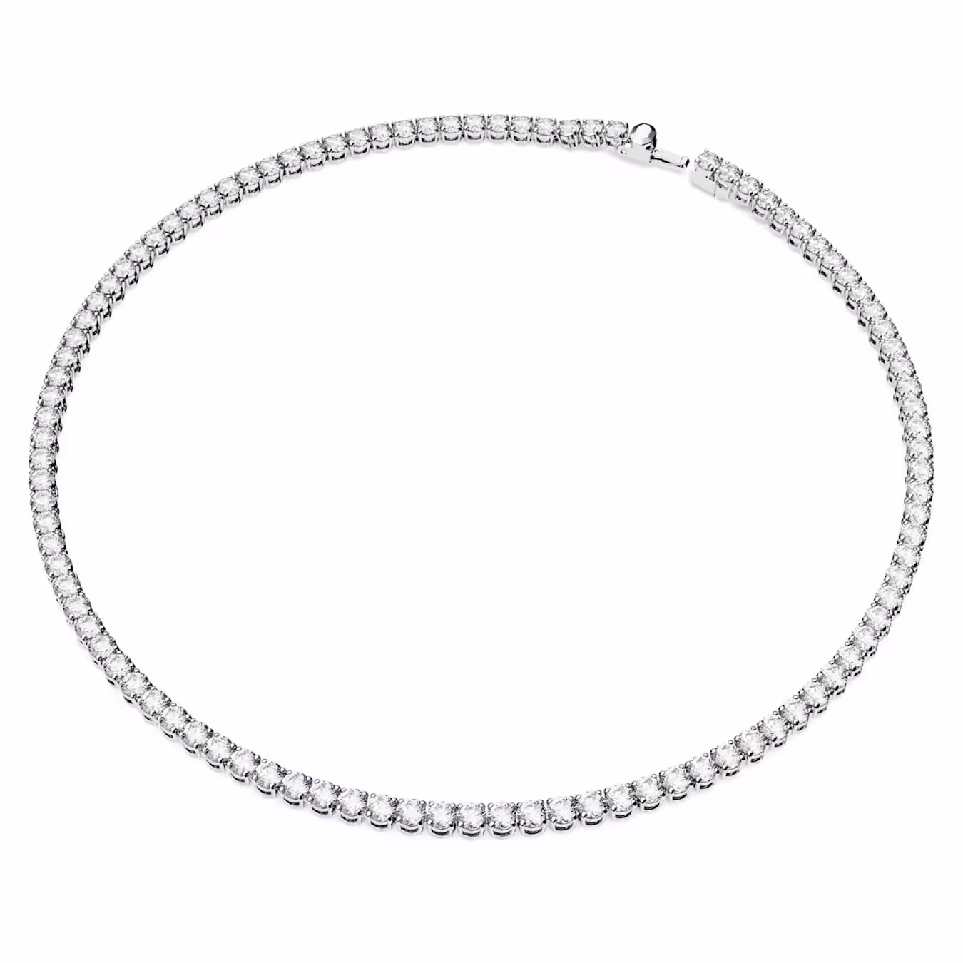Swarovski Matrix Tennis Halskette Rundschliff, Weiß, Rhodiniert