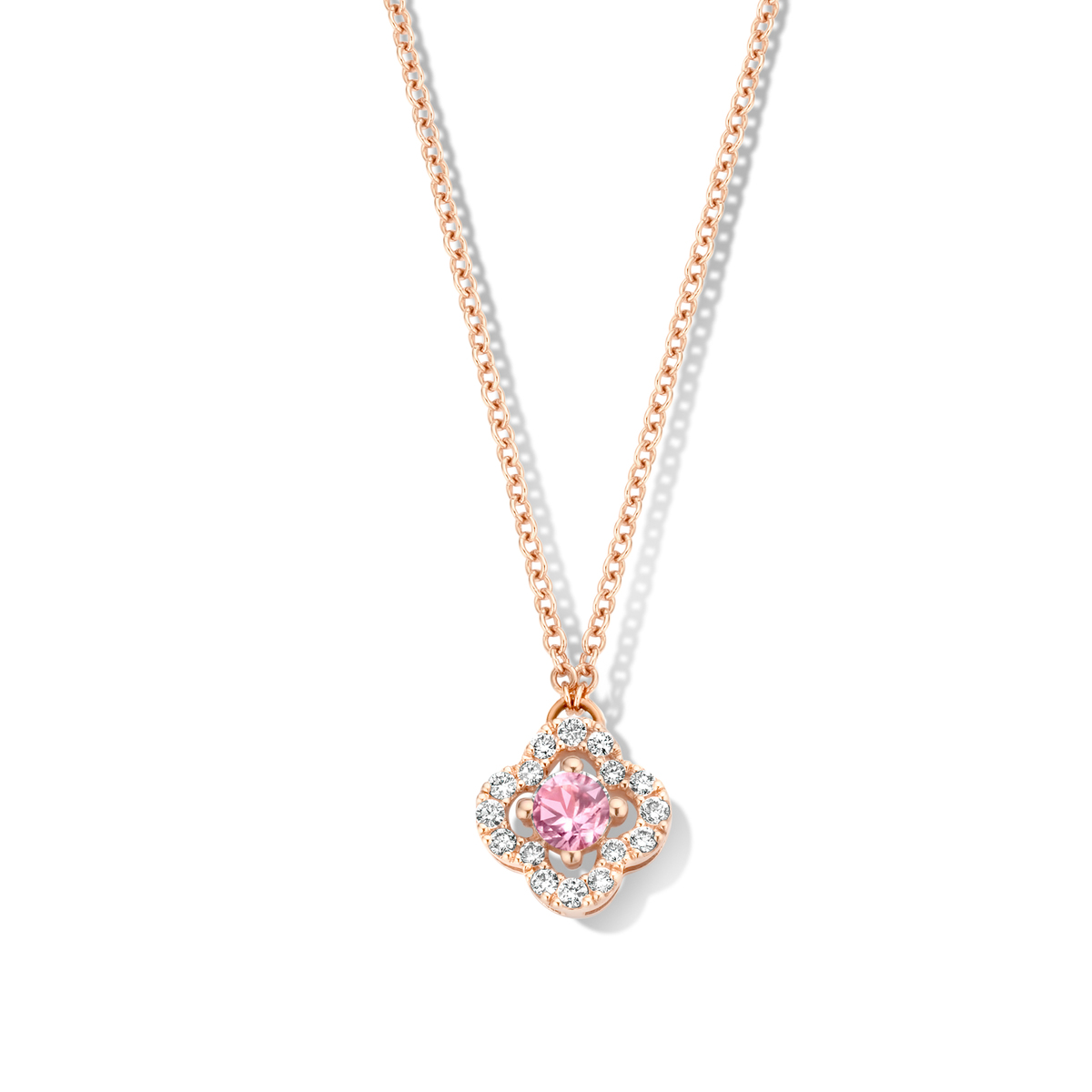 One More Salina Damen Halskette in 18 Karat Roségold mit rosa Saphir und Diamanten 062387XA
