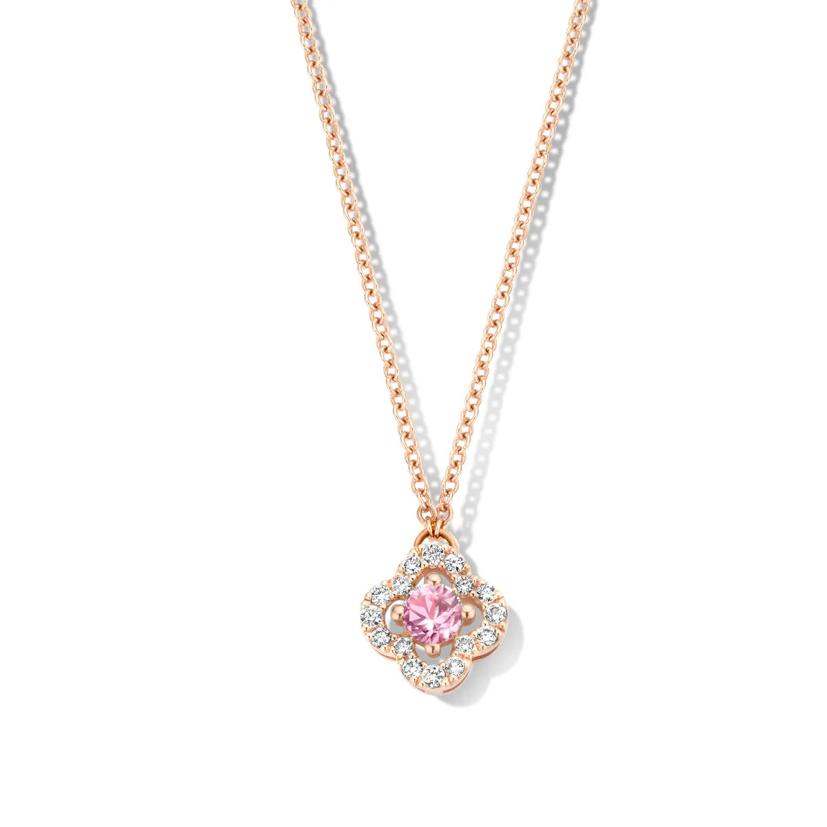One More Salina Damen Halskette in 18 Karat Roségold mit rosa Saphir und Diamanten 062387XA