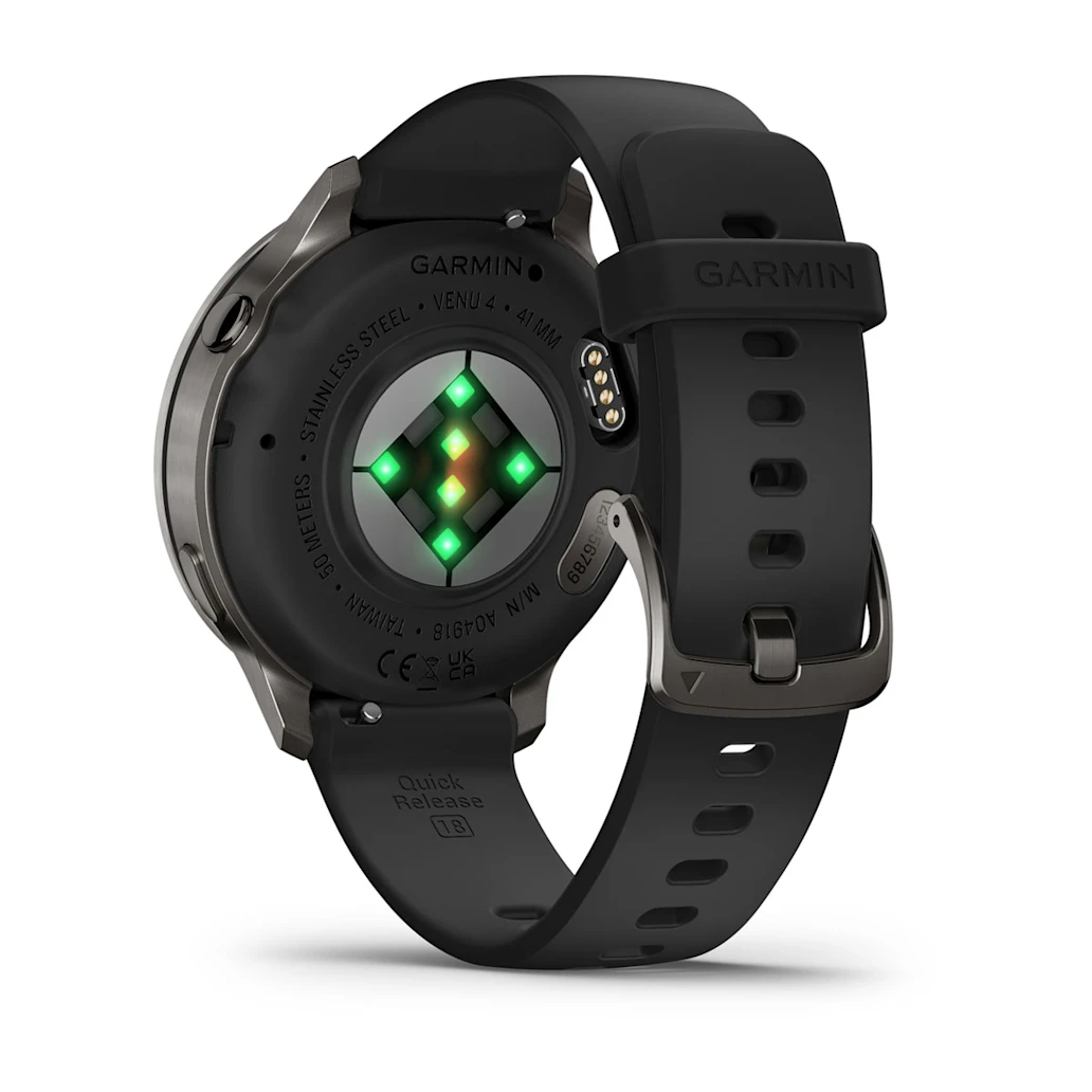 Garmin Venu® 4 - 41 mm Schwarz/Schiefergrau mit Schnellwechsel-Silikon-Armband 18 mm Unisexuhr 010-03013-02