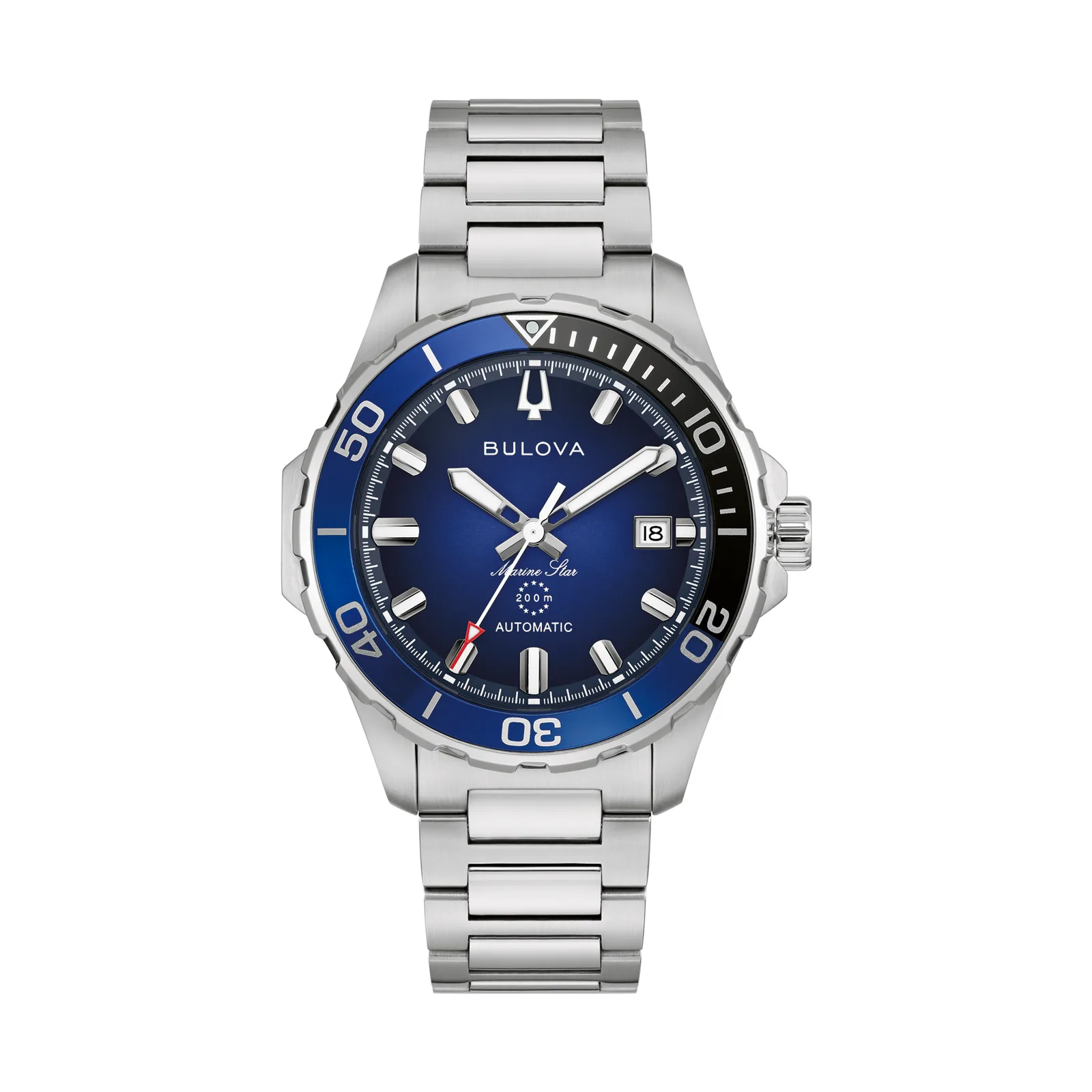 Bulova Marine Star Automatik Blau Edelstahlband Herrenuhr 98B466