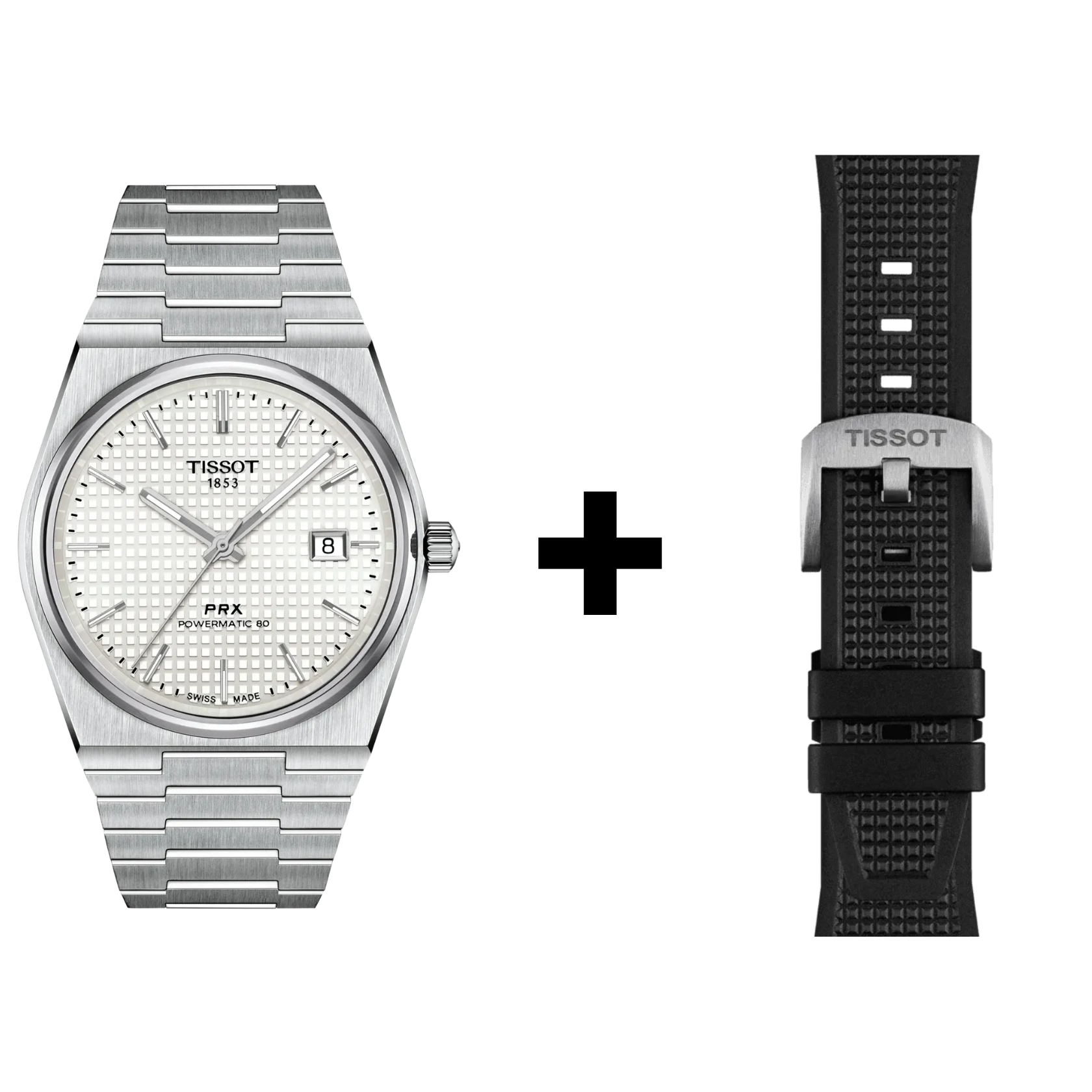 Tissot PRX 40mm Automatikwerk, 80 Stunden Gangreserve,  T137.407.11.111.00 Set mit schwarzen Kautschuk 