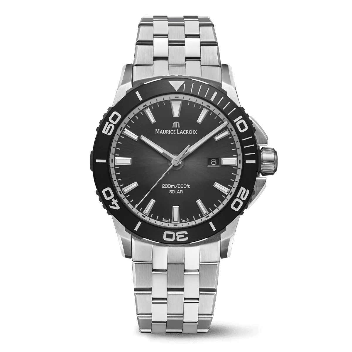 Maurice Lacroix PONTOS S SOLAR 42mm, Edelstahl, Schwarz Herrenuhr PT1008-SSL22-330-1