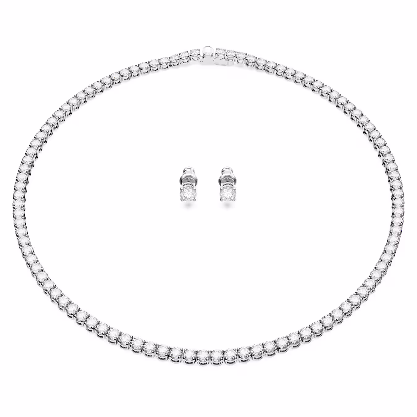 Swarovski  Matrix Tennis Set Rundschliff, Weiß, Rhodiniert