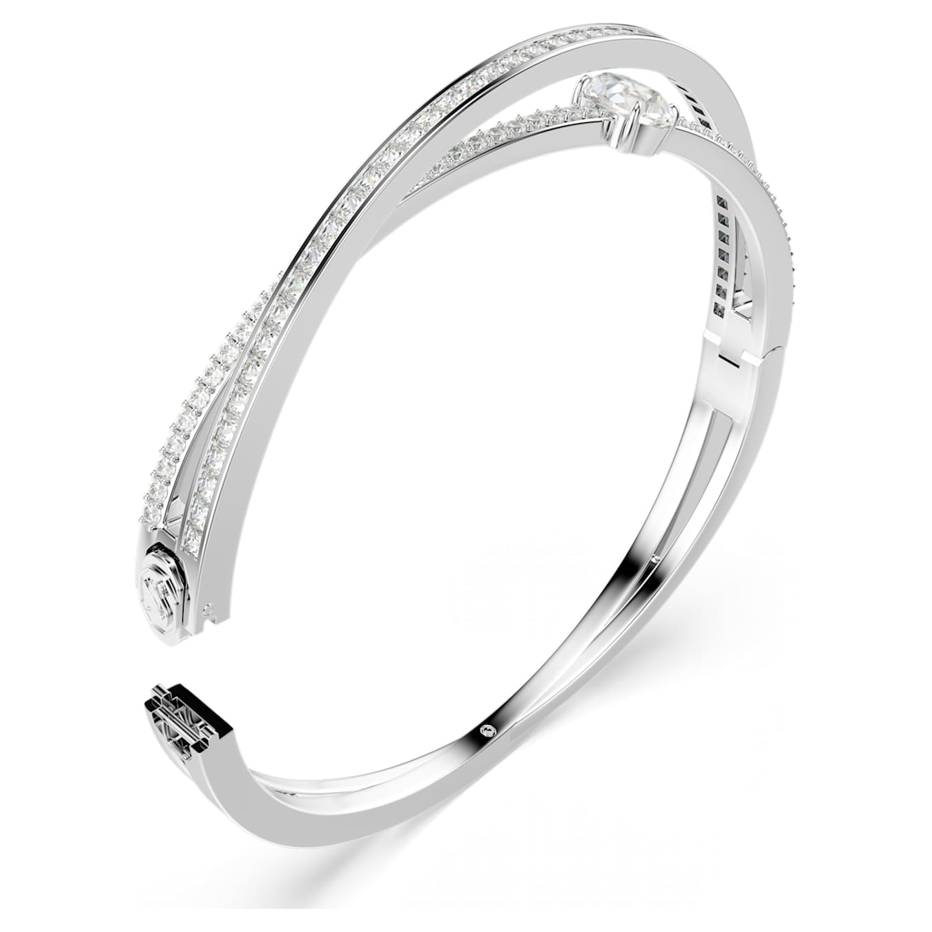 Swarovski Hyperbola Armreif Verschiedene Schliffe, Weiß, Rhodiniert