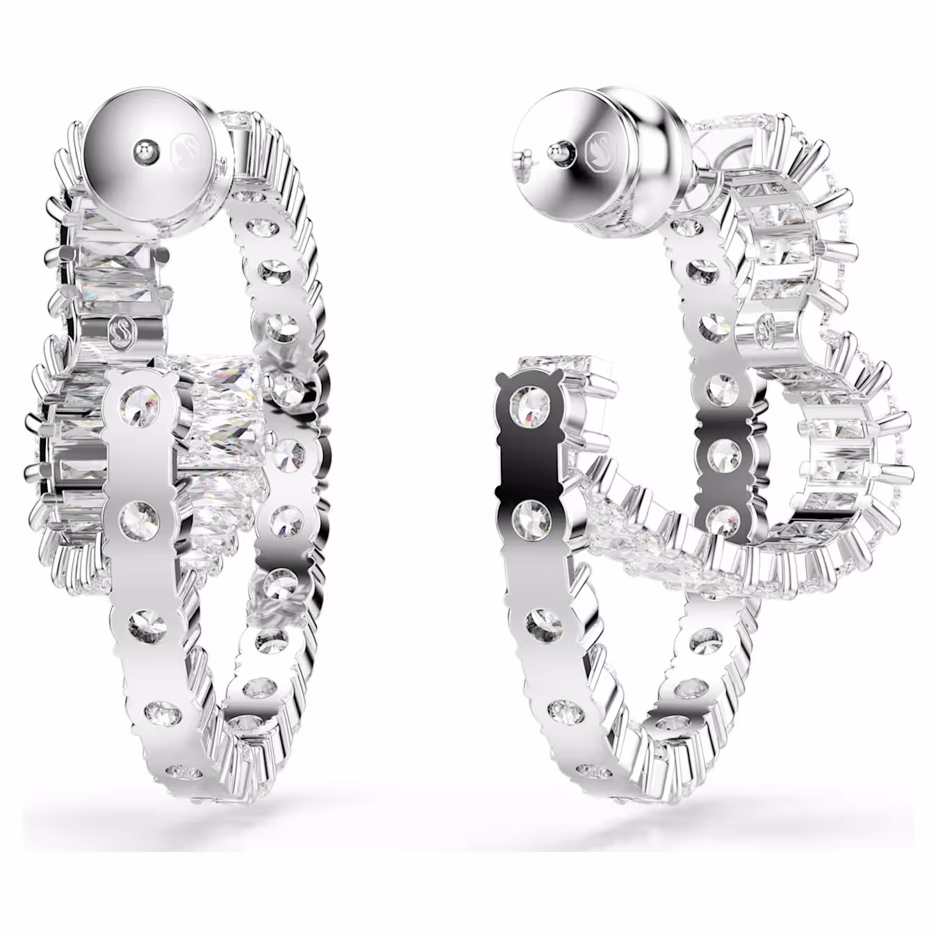 Swarovski  Matrix Kreolen Verschiedene Schliffe, Herz, Weiß, Rhodiniert
