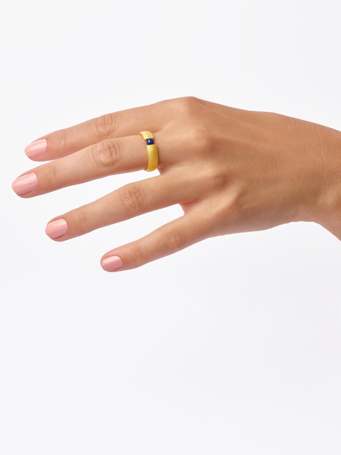 Bernd Wolf Ringe Enno Lapislazuli, 24-Karat-goldplattiert, Sterlingsilber 925
