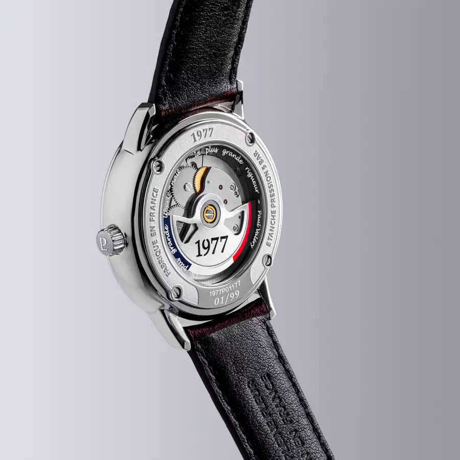 1977 EDMOND Automatique, 40 MM, Cadran Lie-de-vin, Bracelet Cuir Lie-de-vin Herrenuhr 1977P01155