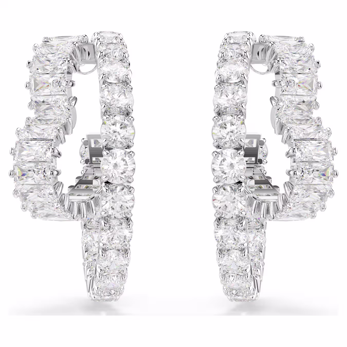 Swarovski  Matrix Kreolen Verschiedene Schliffe, Herz, Weiß, Rhodiniert