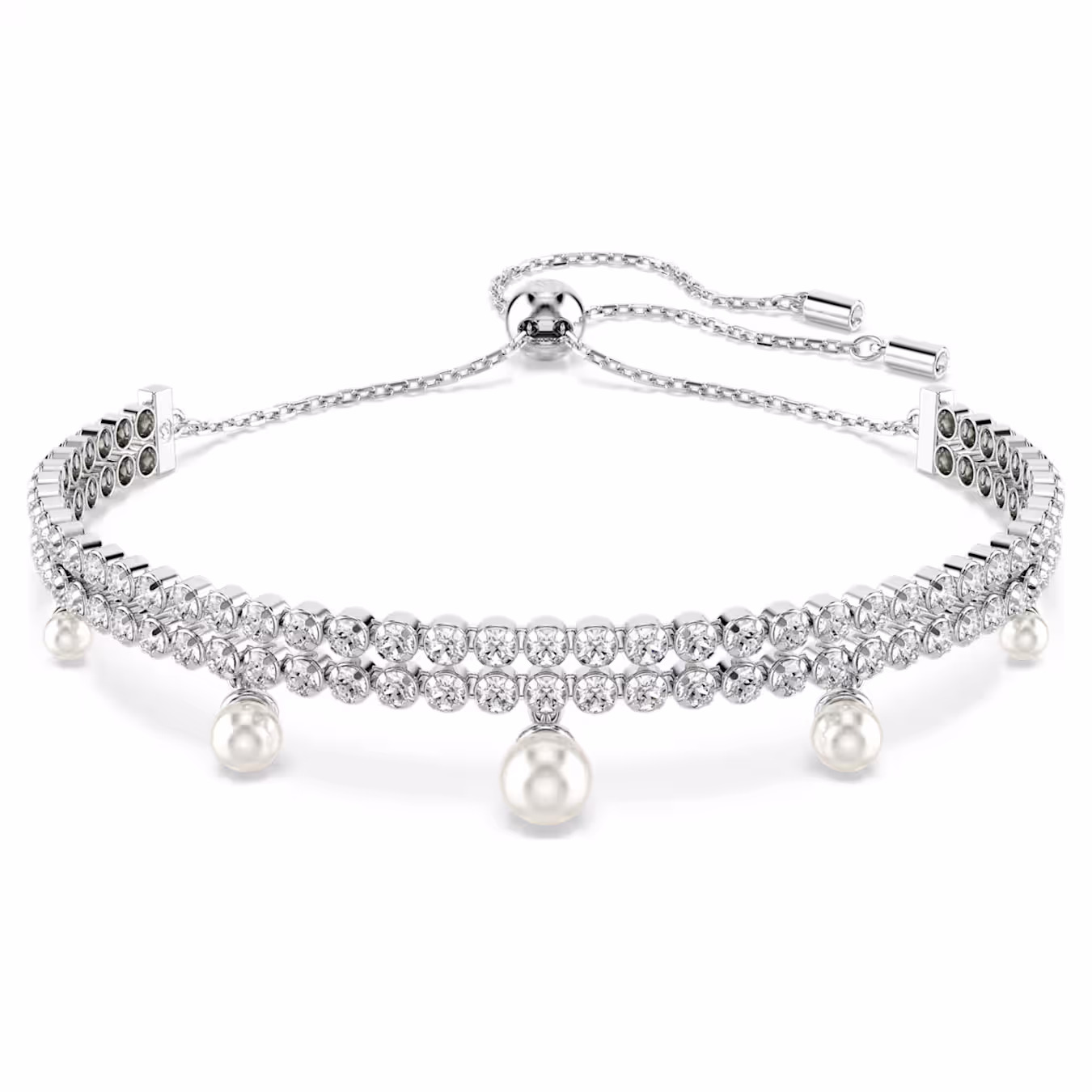 Swarovski Ariana Grande x Swarovski Armband Kristallperle, Rundschliff, Weiß, Rhodiniert