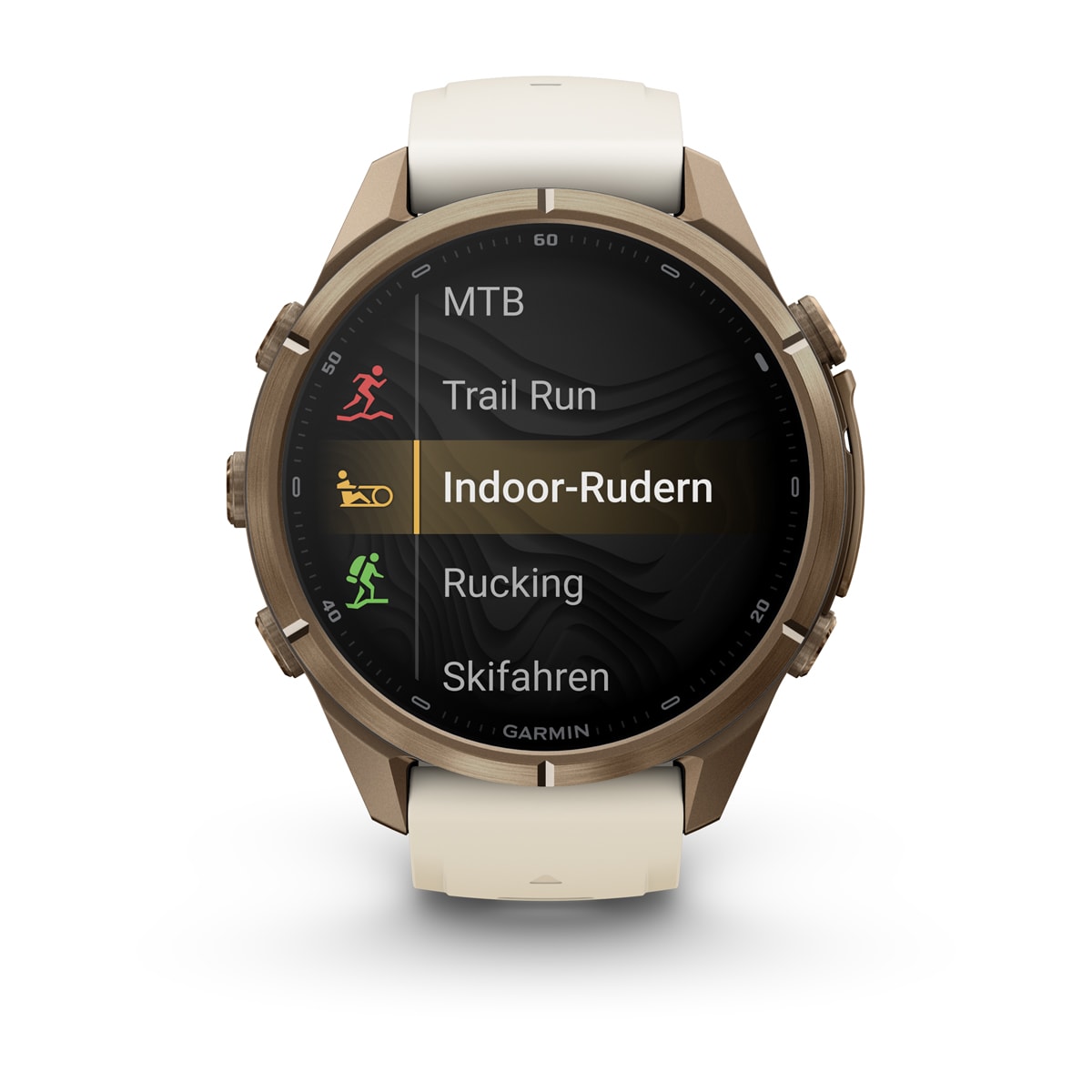 Garmin fēnix® 9 Pro inReach® - 43 mm AMOLED Sapphire Autumn Gold Titan mit Silikon-Armband Creme/French Gray 010-04335-21