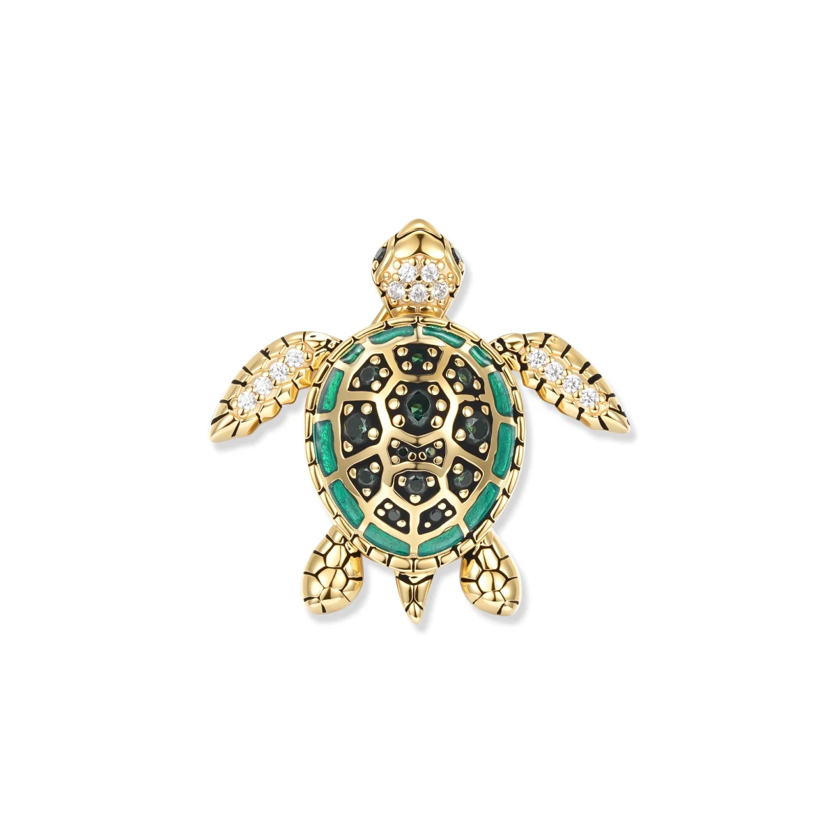 Seinerzeit Anhänger Felina Jade Schildkröten Anhänger, leuchtend grüne Zirkonia, 925 Sterling Silber mit 18K Gelbgold-Veredelung