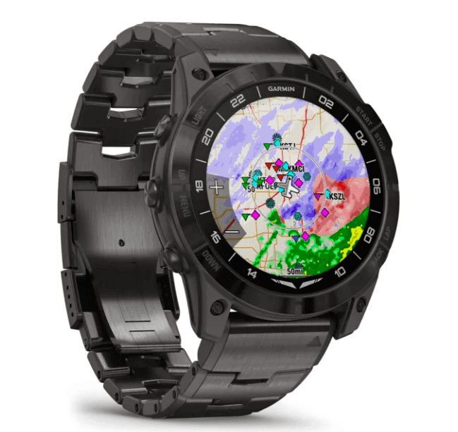 Garmin D2 Mach 1 Pro Piloten-Smartwatch mit Titan-Armband Herrenuhr mit Silikon Ersatzarmband 010-0