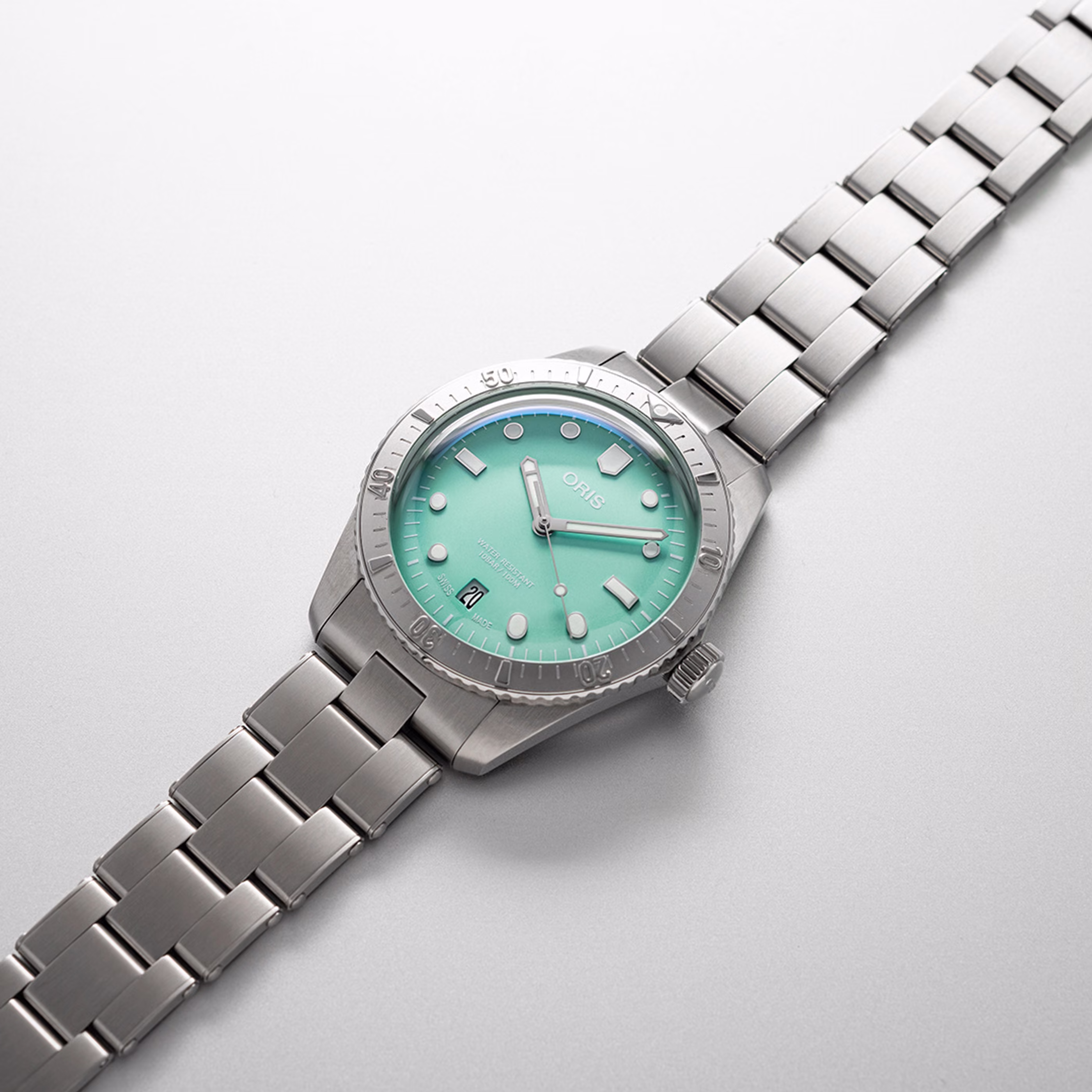 Oris Divers Sixty‑Five Cotton Candy 38mm Grün Unisexuhr 01 733 7771 4057-07 8 19 18