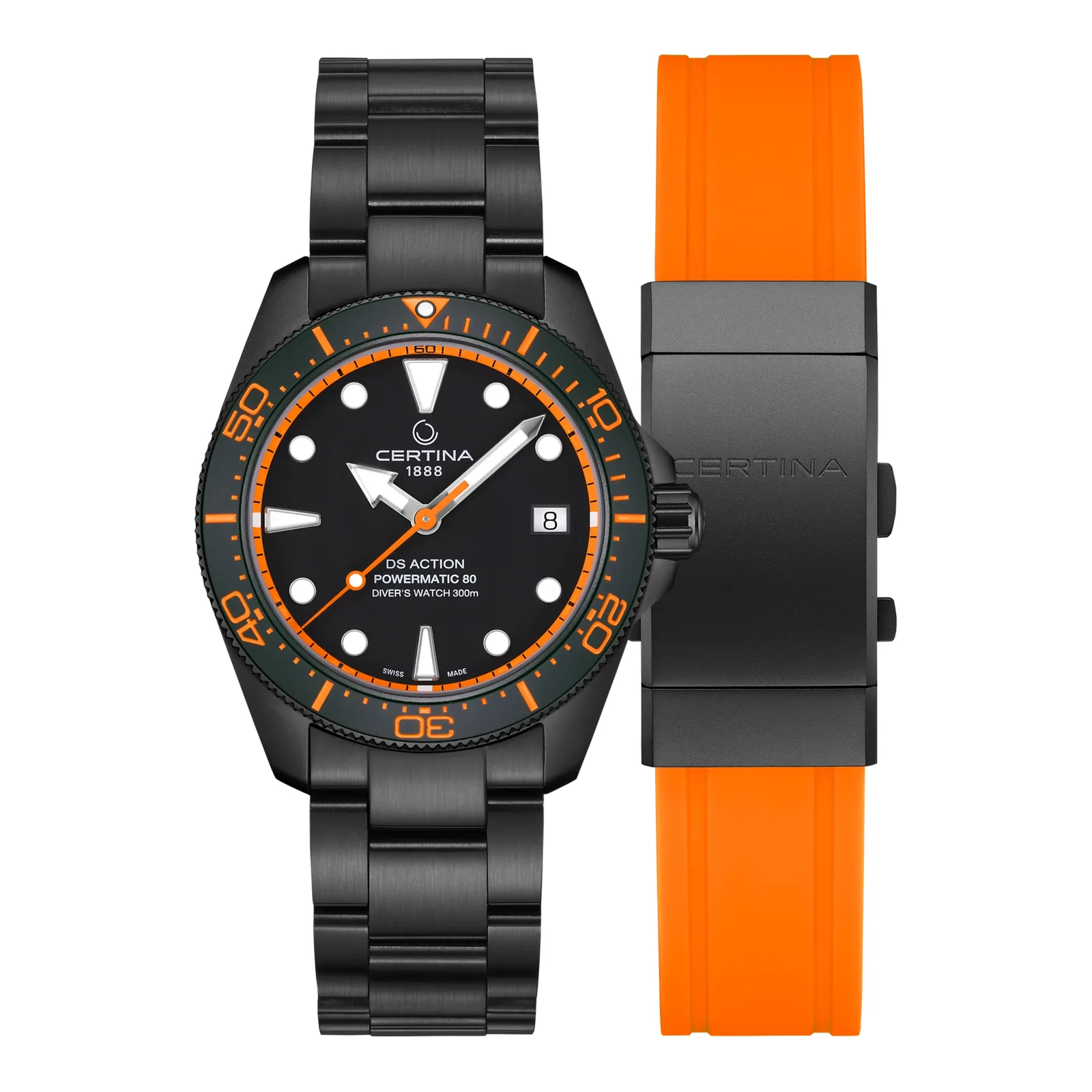 Certina DS Action Diver 38 mm Automatik Orange Herrenuhr C048.807.33.051.02
