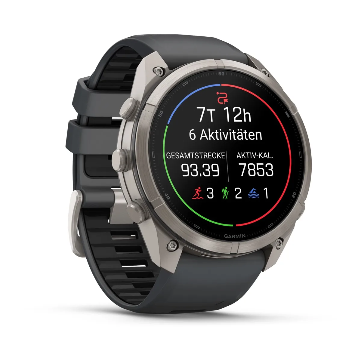 Garmin fēnix® 9 Pro inReach® - 51 mm AMOLED Sapphire Titan mit Silikon-Armband Graphit/Schwarz 010-04337-21