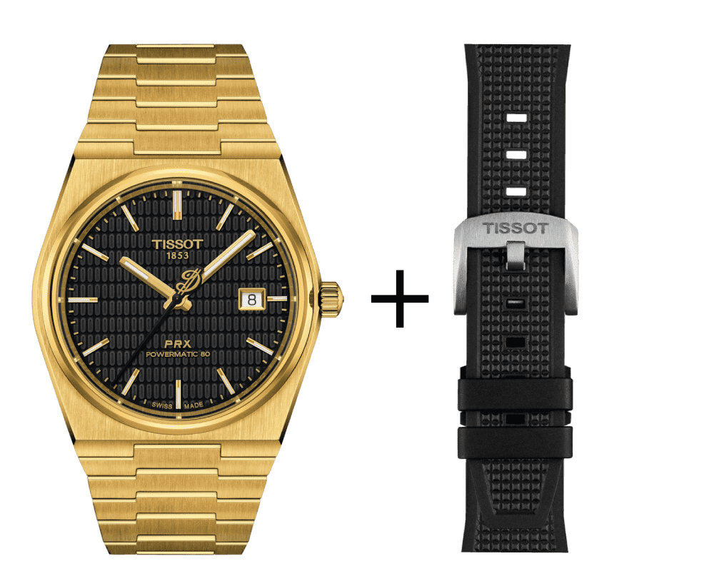 Tissot PRX Powermatic 80 Damian Lillard Special Edition Herrenuhr Set mit schwarzem Kautschukband T137.407.33.051.00