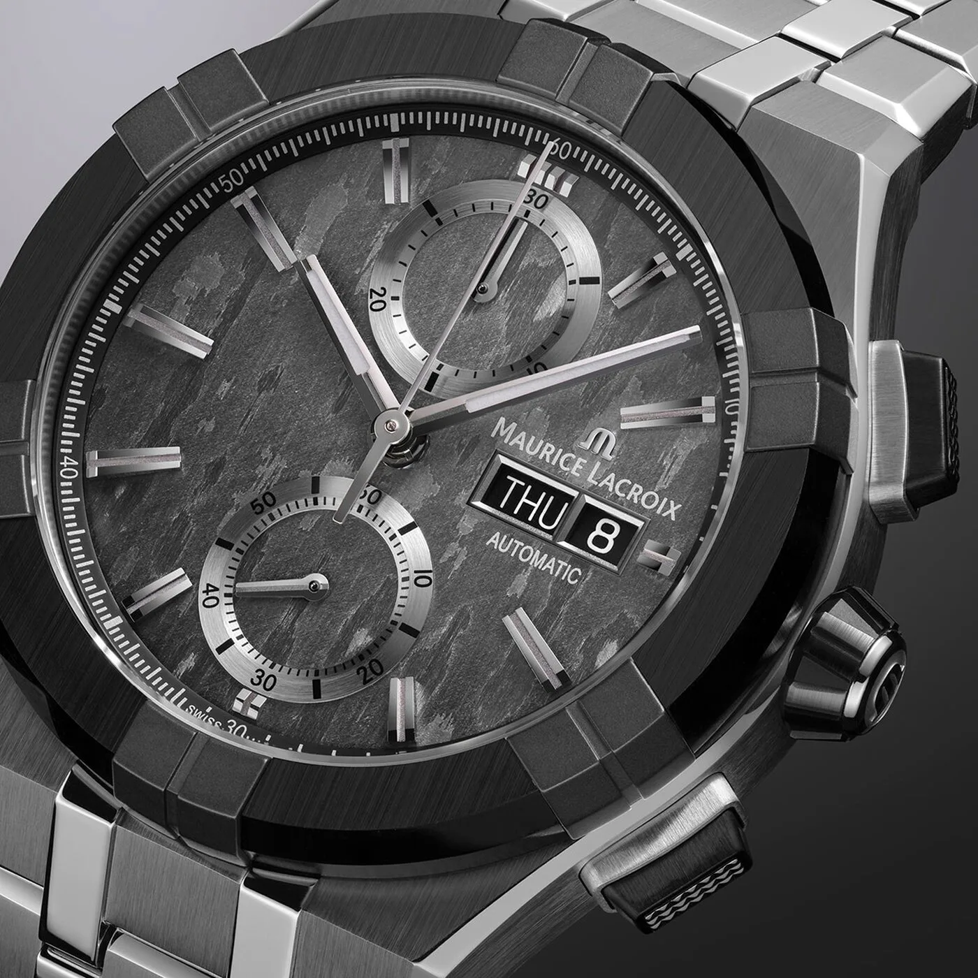Maurice Lacroix Aikon-IC Carbon UD Chronograph 43 mm Automatik Edelstahlarmband Herrenuhr AC6038-S1C31-330-1