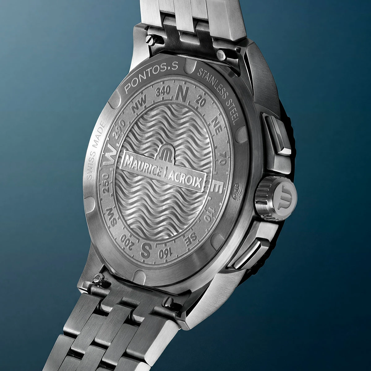 Maurice Lacroix PONTOS S SOLAR CHRONOGRAPH 42 mm, Quartz, Fünfreihiges Edelstahlarmband Herrenuhr PT1038-SSL22-330-1