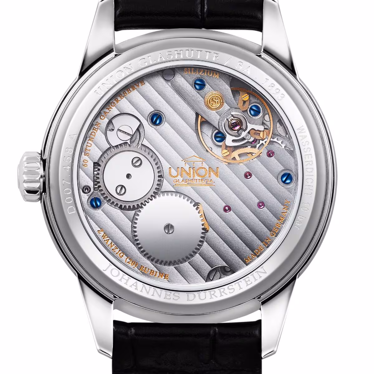 Union Glashütte 1893 Johannes Dürrstein Edition "Doppelmondphase" Herrenuhr D007.458.16.039.00