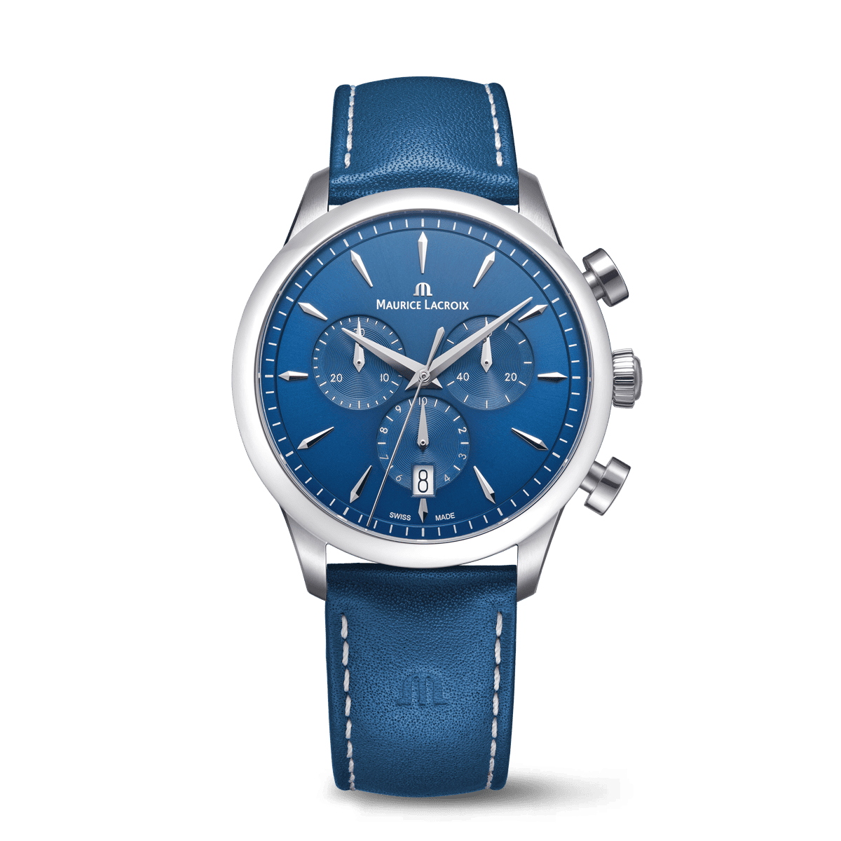 Maurice Lacroix 1975 Quartz Chronograph Blau Lederband 40MM Herrenuhr 751038-SS001-430-4