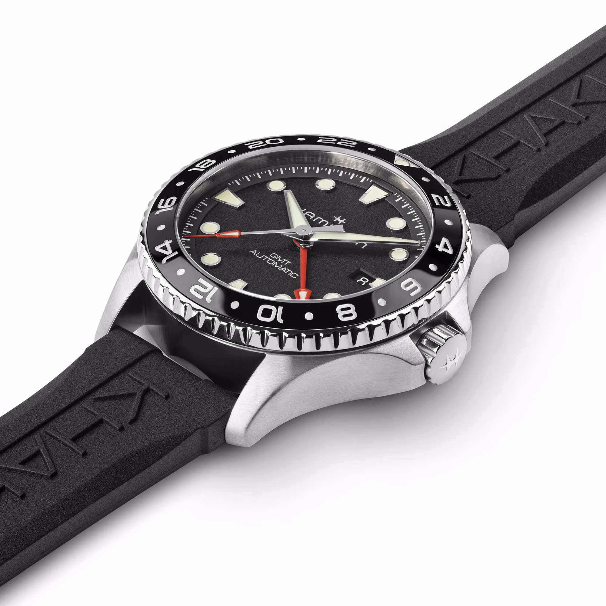 Hamilton KHAKI NAVY SCUBA AUTO GMT Schwarz Kautschukband 43 MM Herrenuhr H82555330