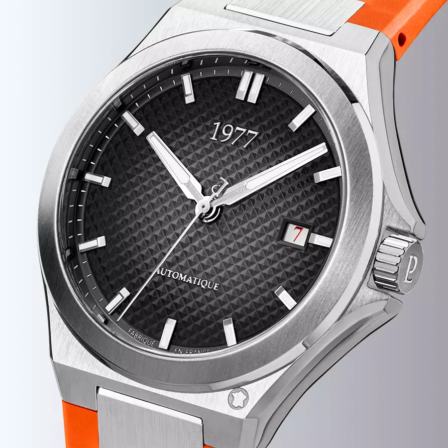 1977 ARSENE Automatique, 41 MM, Cadran Noir, Bracelet Caoutchouc FKM Orange Herrenuhr 1977P02138