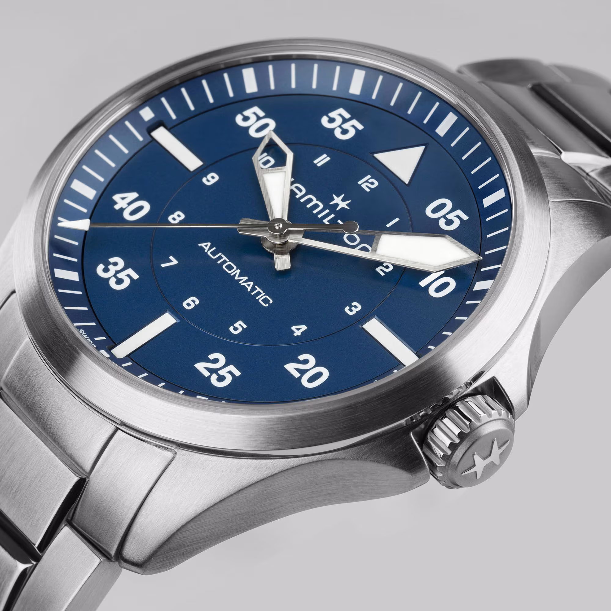 Hamilton Khaki Aviation Pilot Auto 39mm Edelstahl, Saphirglas, Blau Herrenuhr H76305140