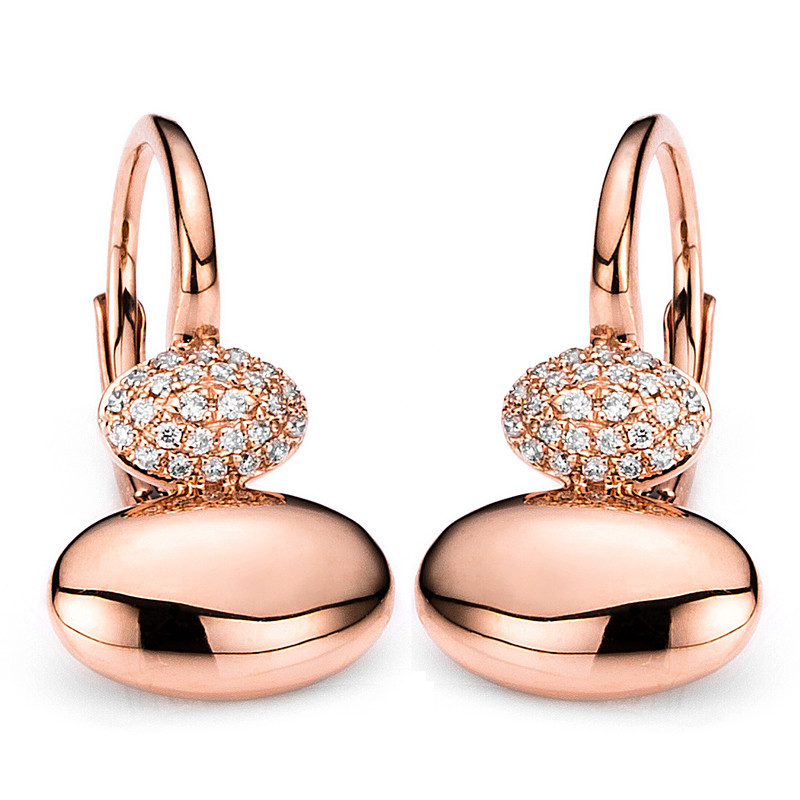 Pavé Ohrschmuck 585er Rotgold 14kt 0,17ct