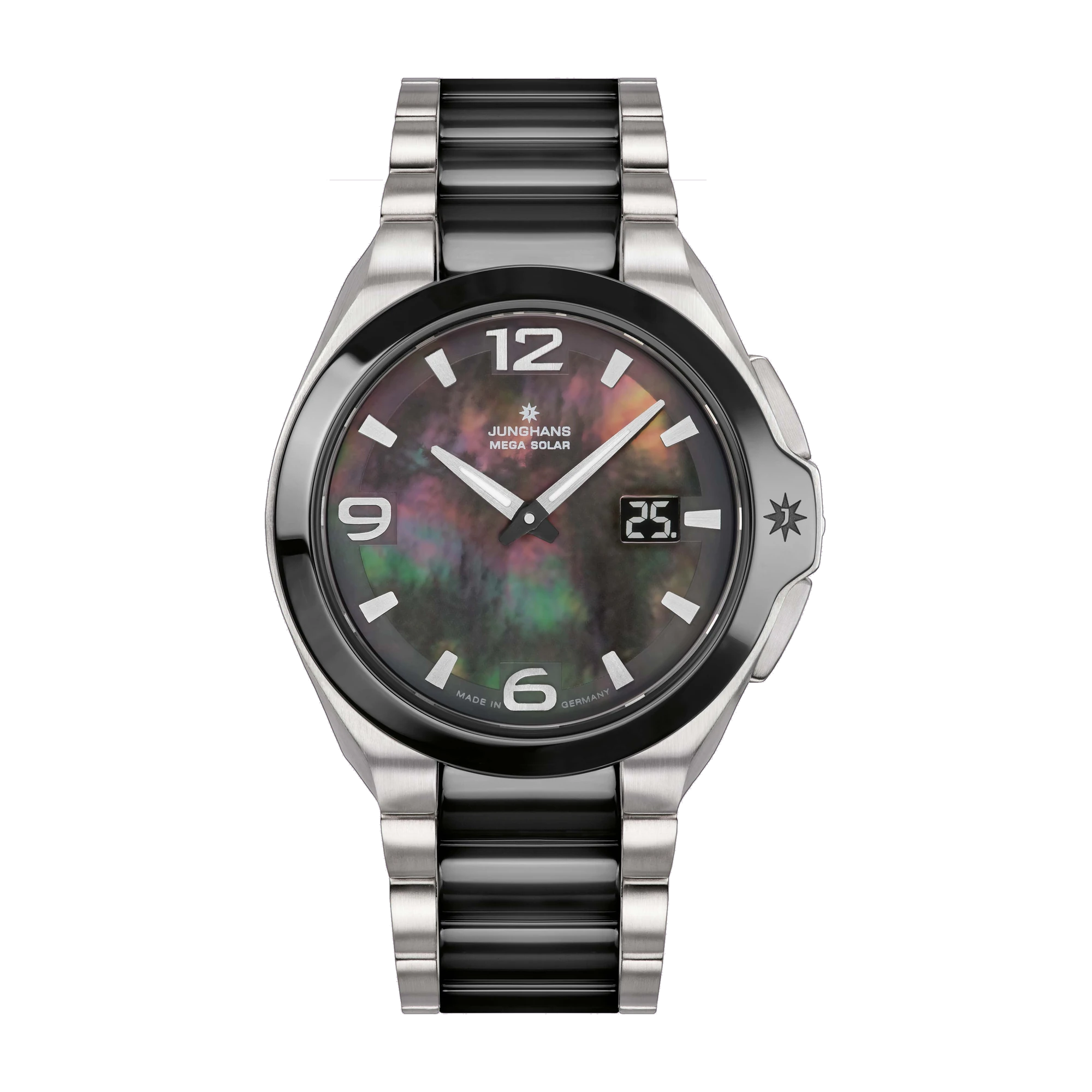 Junghans Spektrum Damen Funk Solar Keramik schwarz Damenuhr 15/1500.44