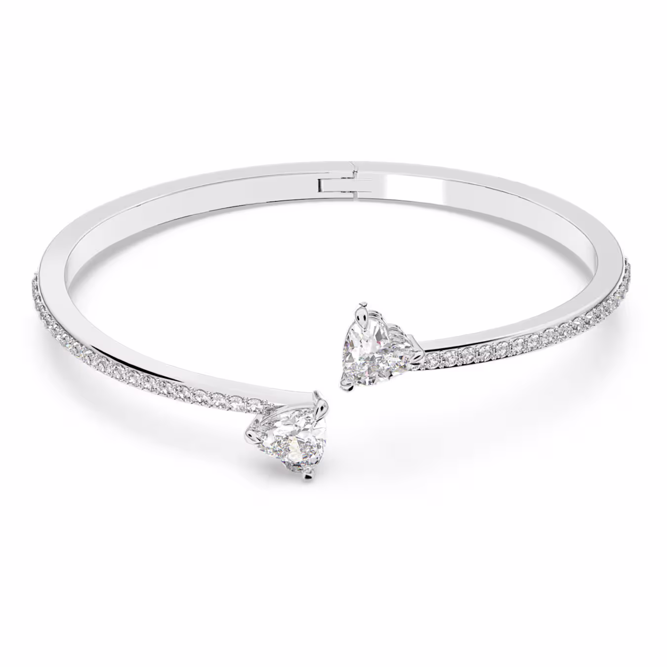 Swarovski  Mesmera Armreif Herz, Weiß, Rhodiniert Größe M