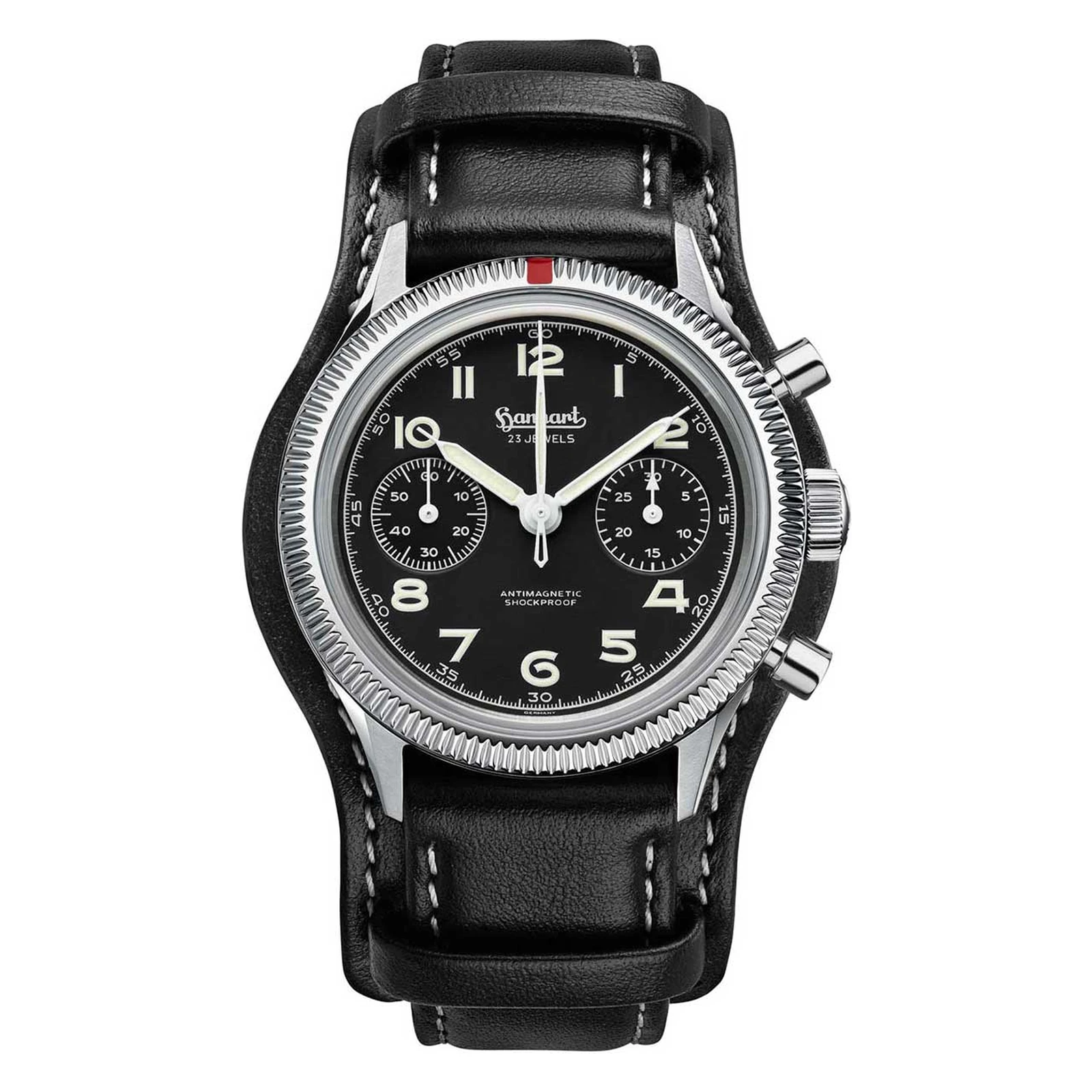 Hanhart 417 ES 1954 39 mm Lederband Schwarz Herrenuhr H701.210-7010
