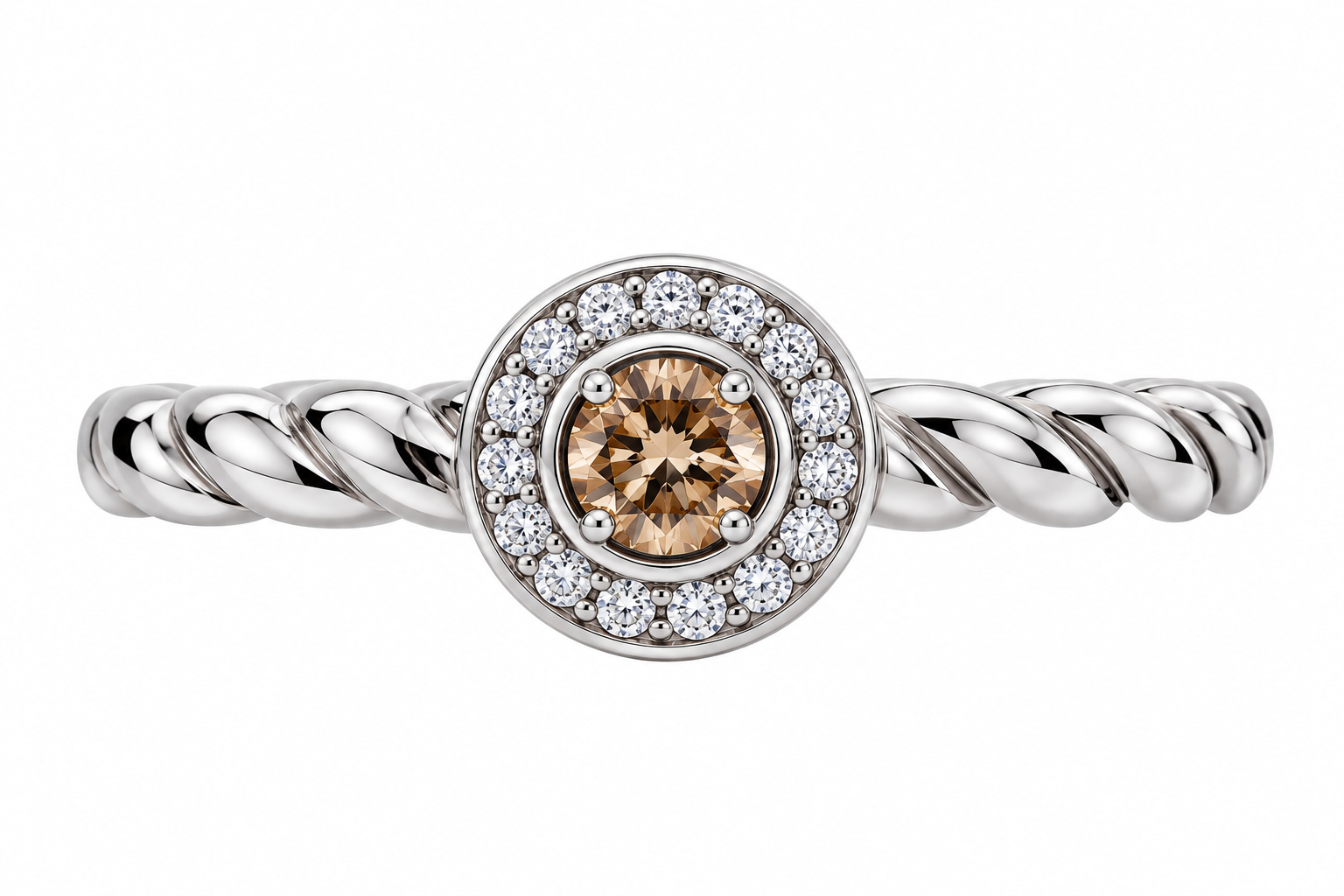 Melano Twisted Ring Gr. 56, silberfarben mit Zirkonia champagner