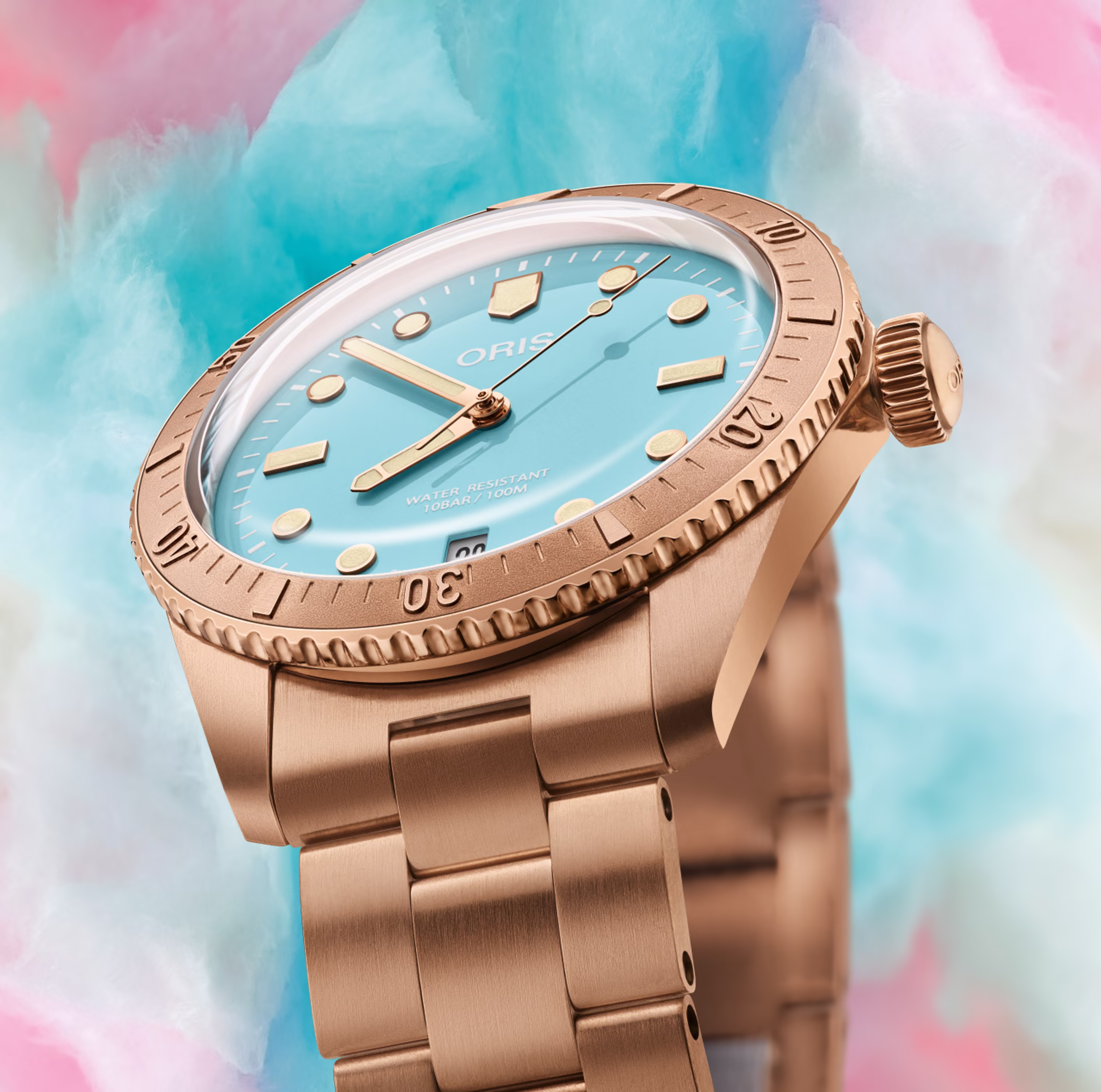Oris Divers Sixty‑Five Cotton Candy 38mm Bronze Herrenuhr 01 733 7771 3155-07 8 19 15