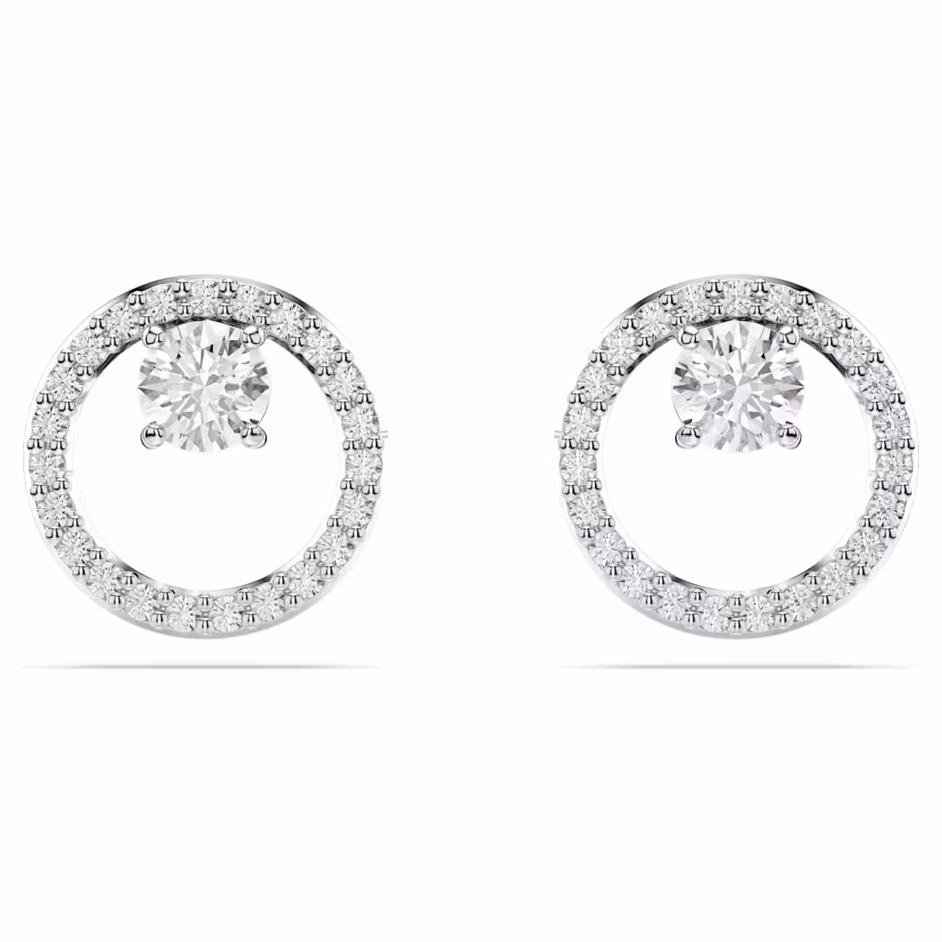 Swarovski Constella Ohrstecker, Rundschliff, Weiß, Rhodiniert