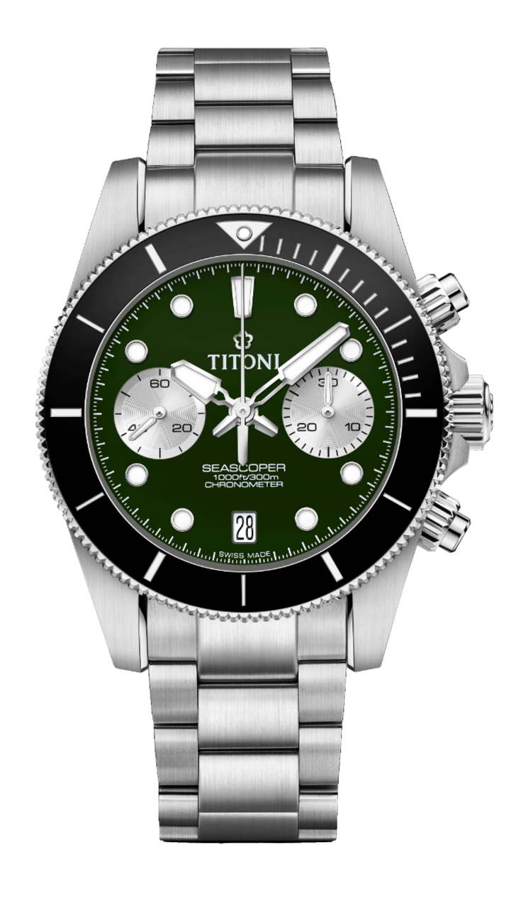 Titoni Seascoper Chronograph Grün Herrenuhr 94300 S-BK-733