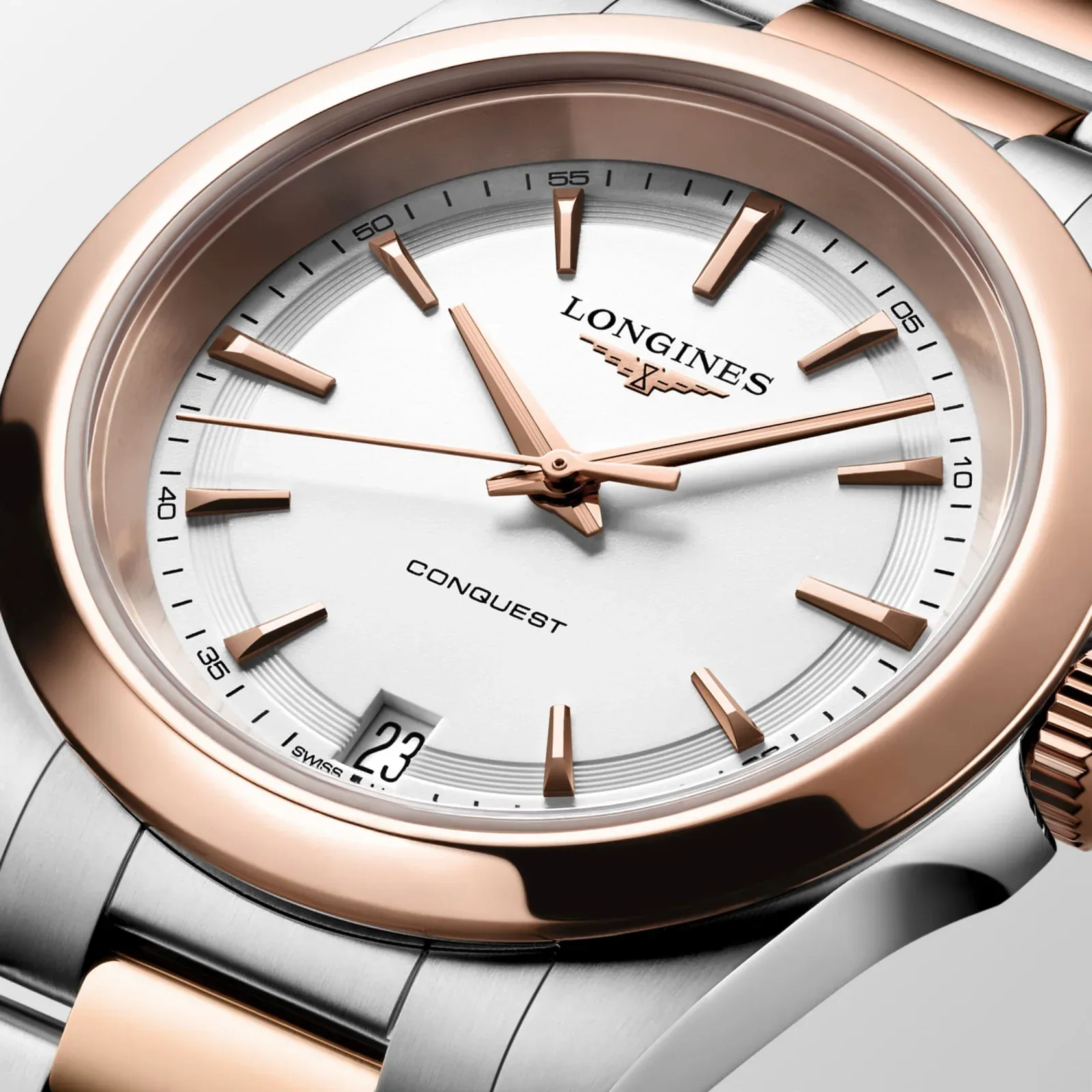 Longines Conquest Weiß Edelstahlband 34 mm Damenuhr L3.460.3.18.7