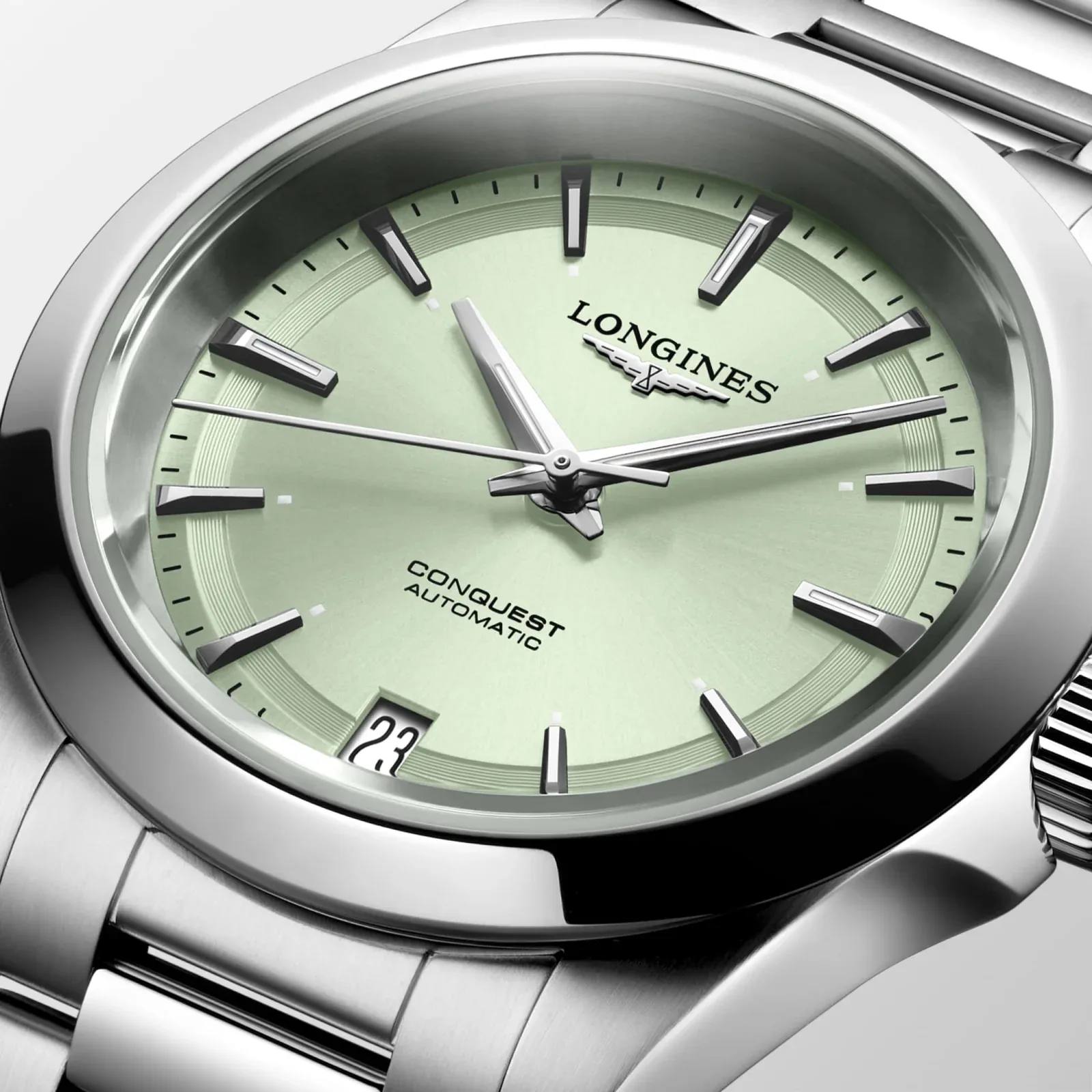 Longines Conquest Grün Edelstahlband 34 mm Damenuhr L3.430.4.02.6