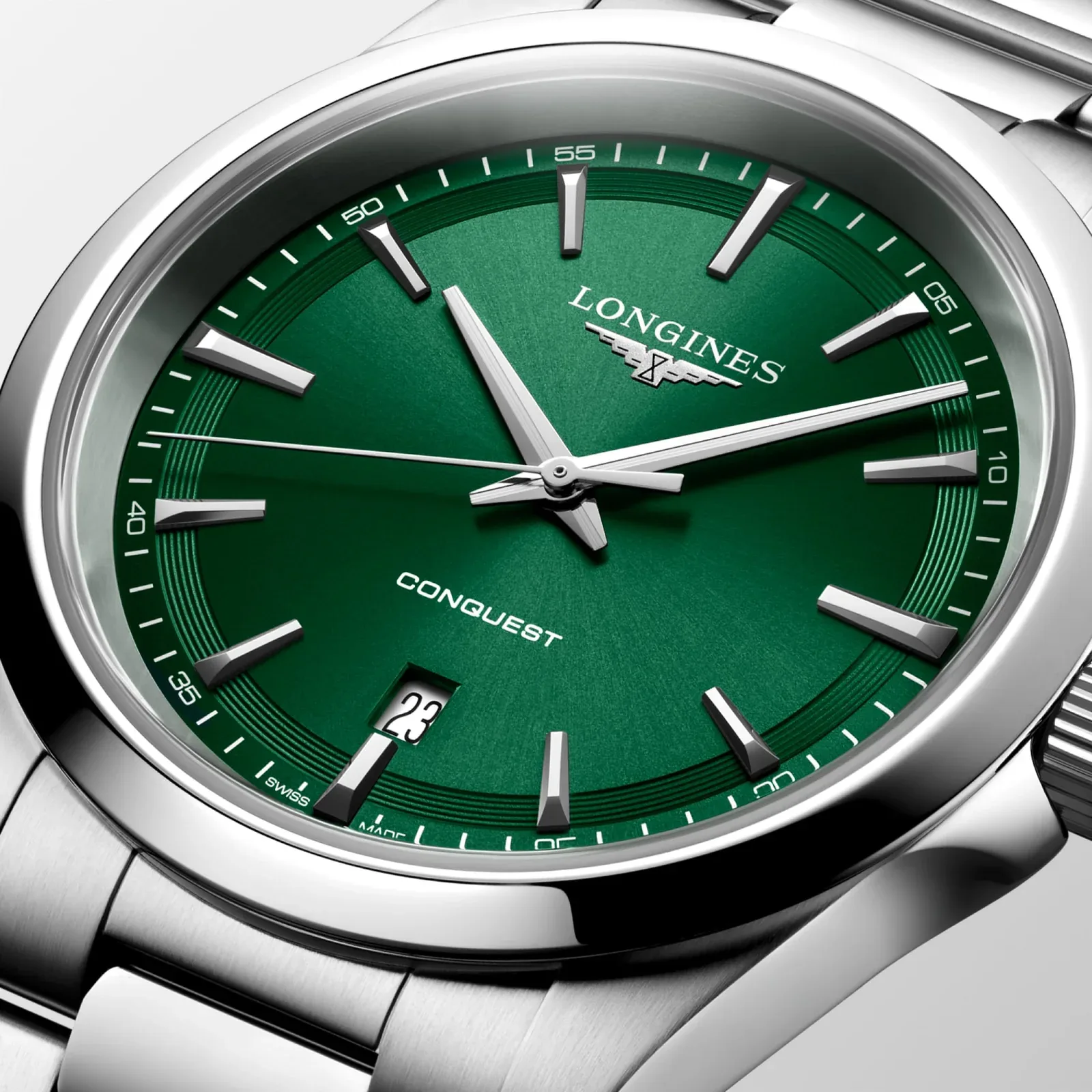 Longines Conquest Grün Edelstahlband 41 mm Herrenuhr L3.860.4.09.6