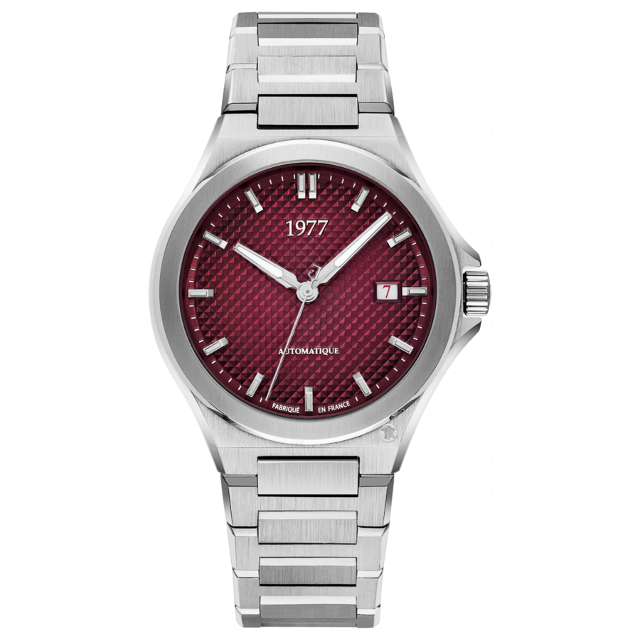 1977 ARSENE Automatique, 41 MM, Cadran Lie-de-vin, Bracelet Acier 904L Herrenuhr 1977P02151