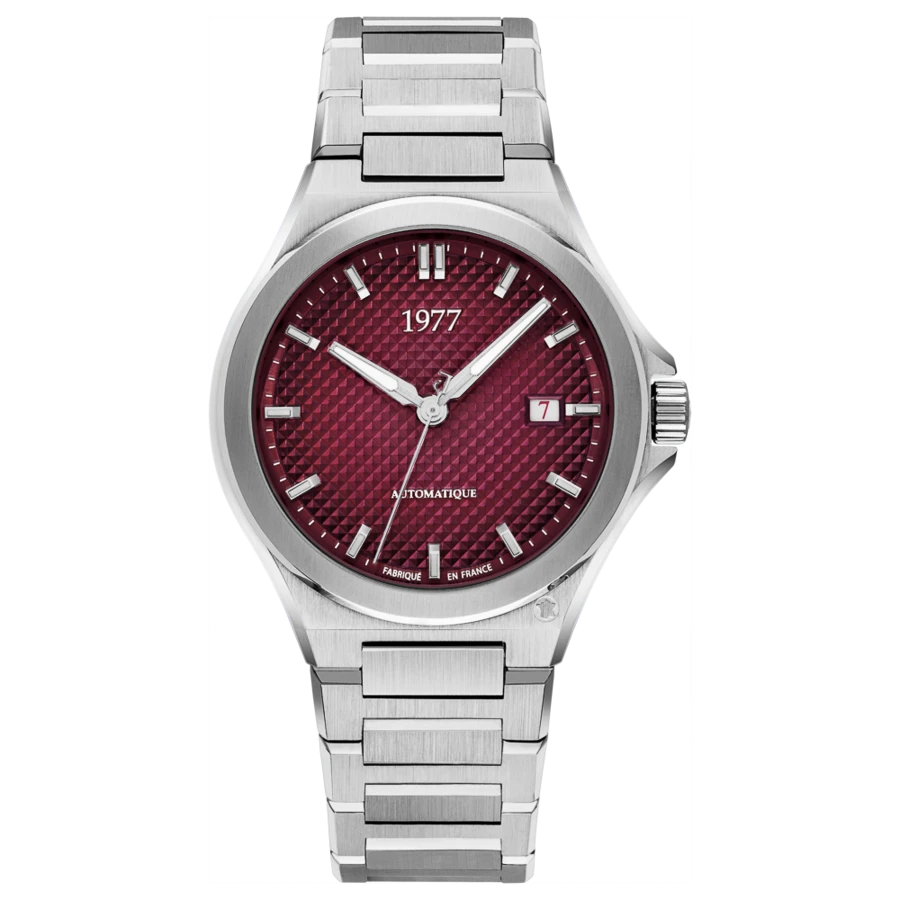 1977 ARSENE Automatik, 41 mm, Zifferblatt Weinrot, Edelstahlband 904L, Herrenuhr 1977P02151