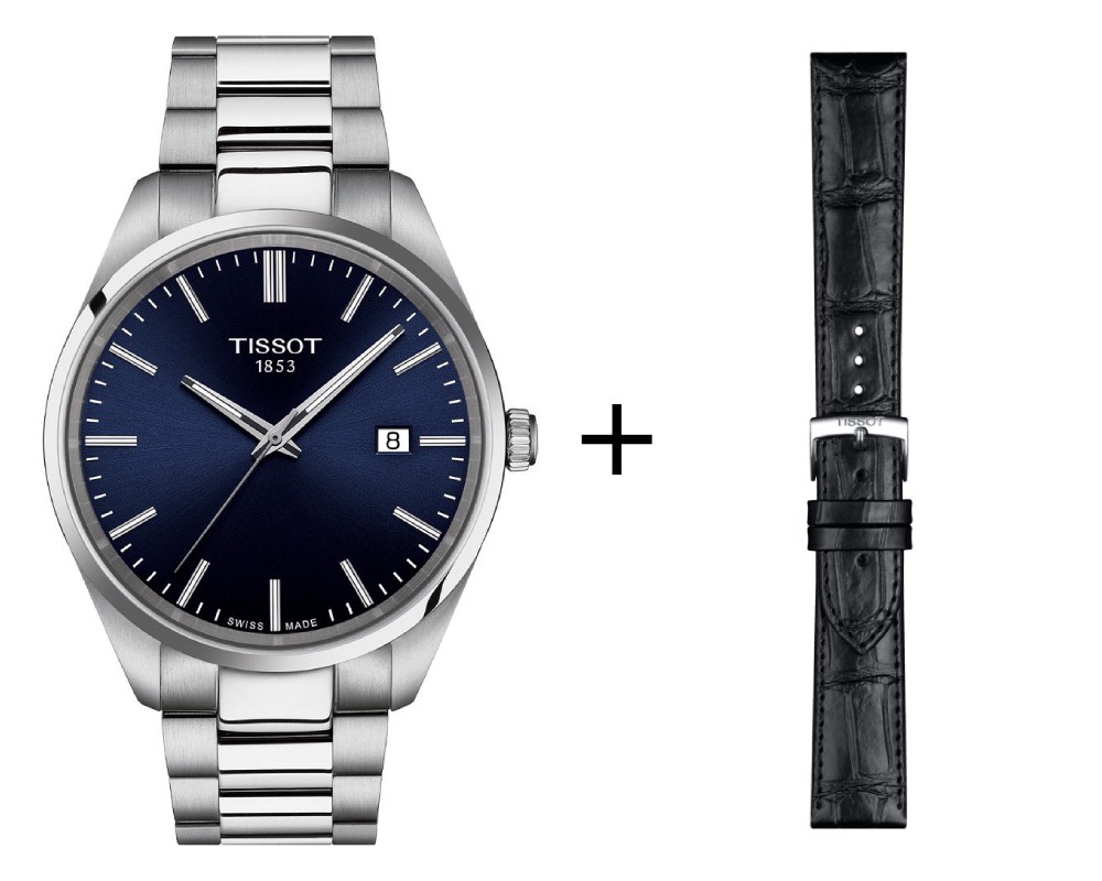 Tissot PR 100 Herrenuhr T150.410.11.041.00 Set mit schwarzem Lederband 