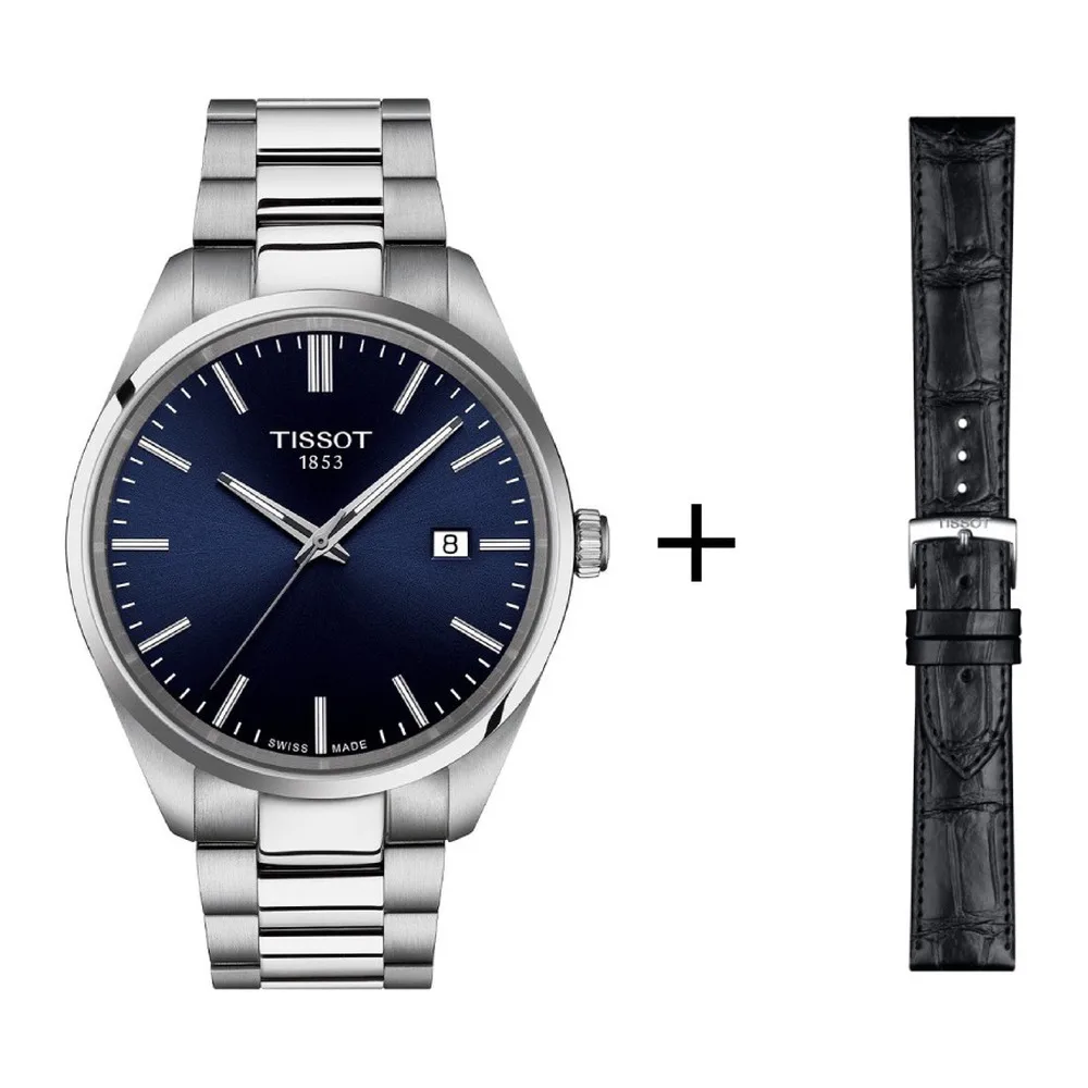 Tissot PR 100 Herrenuhr T150.410.11.041.00 Set mit schwarzem Lederband 