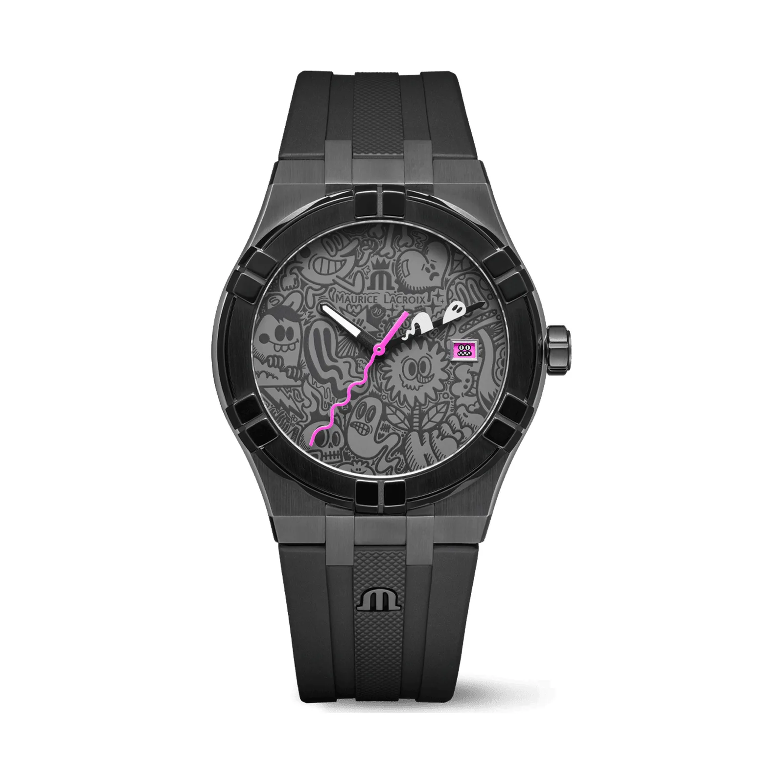 Maurice Lacroix Aikon Quartz Wotto Limited Edition 40 mm Quarz Kautschukarmband Herrenuhr AI1108-PVL20-090-2