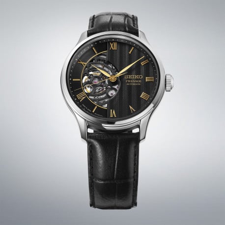 Seiko Presage Japanese Garden Skeleton Automatik Herrenuhr HCB008J1 Edelstahl Lederband schwarz