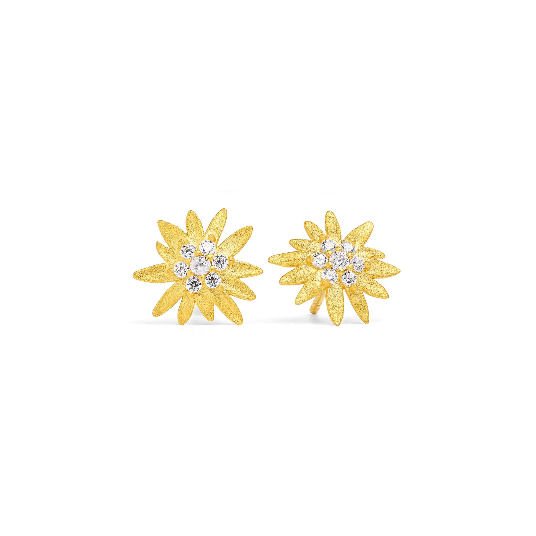 Bernd Wolf Stecker Edelweiß Designlinie Bergwelt, Blume, Zirkonia, 24-Karat-goldplattiert