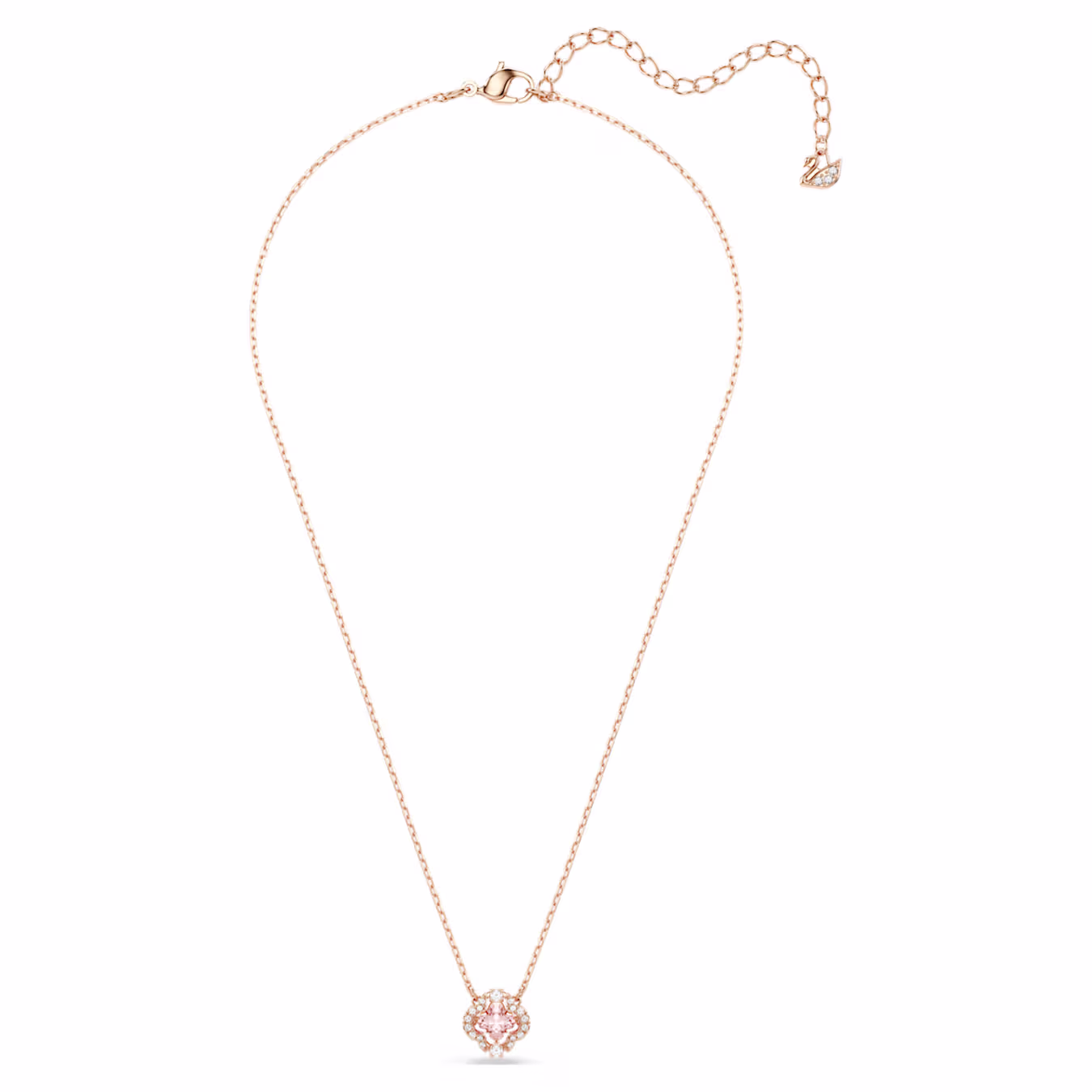 Swarovski  Una Halskette Glücksklee, Rosa, 18k rosévergoldet